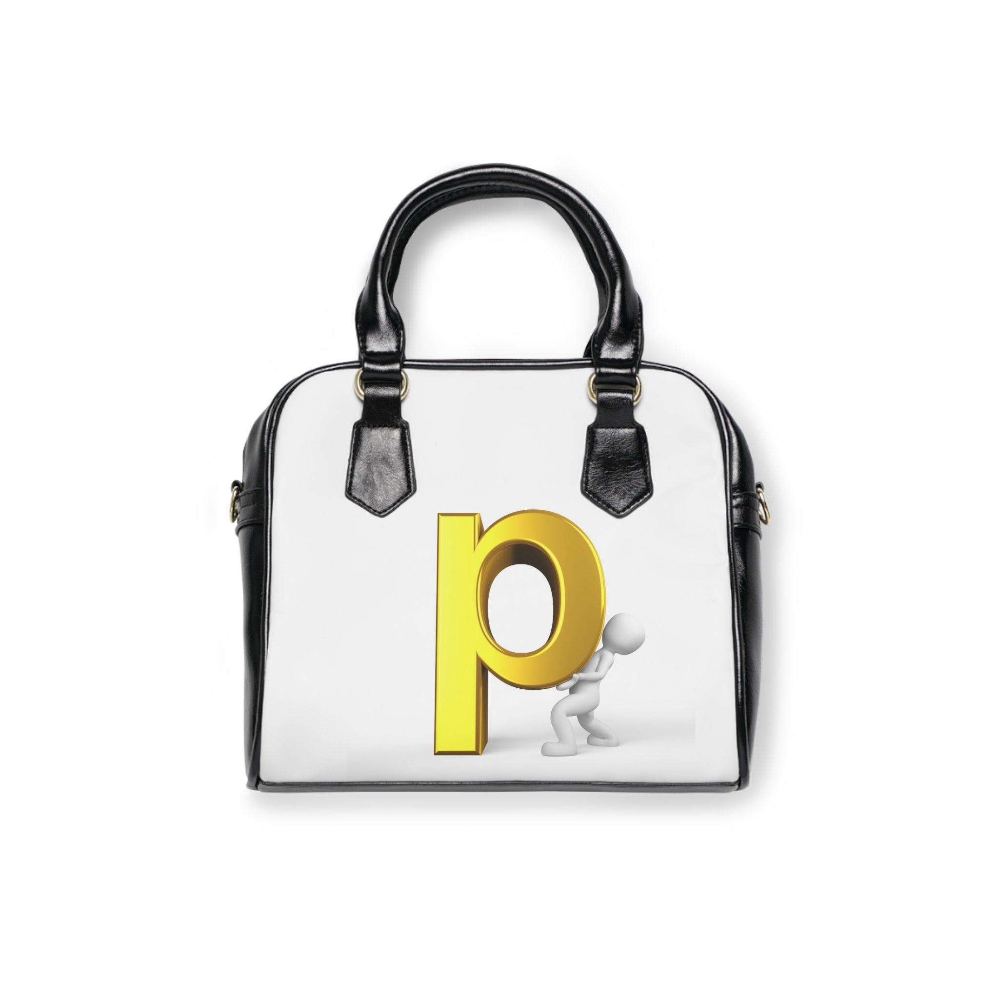 Gold Letter P with Figure Shoulder Bag | Monogram Initial Purse
