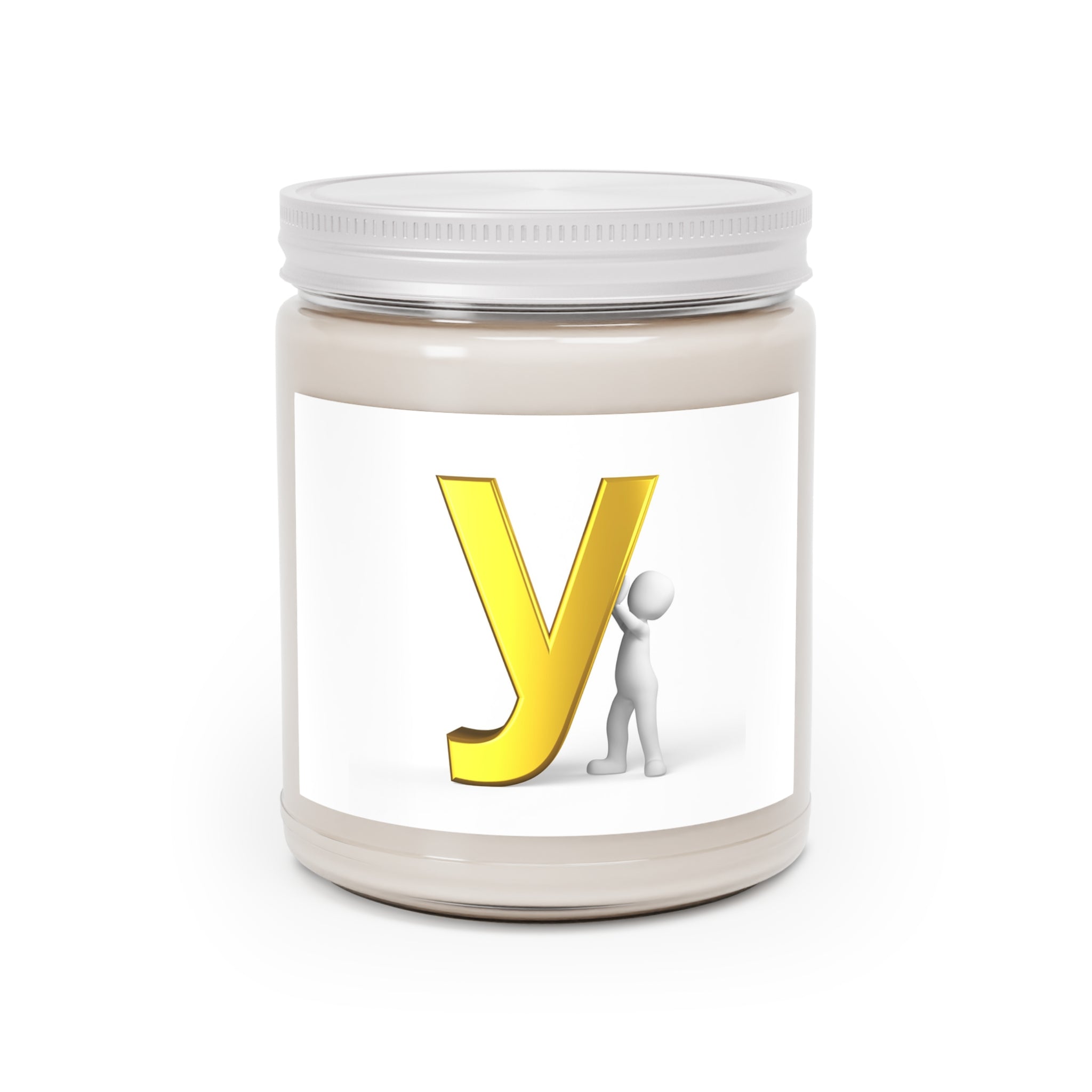 Bougie en pot lettre Y 3D dorée
