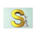 Gold Letter S Graphic Glass Cutting Board | Monogram Initial Kitchen Decor