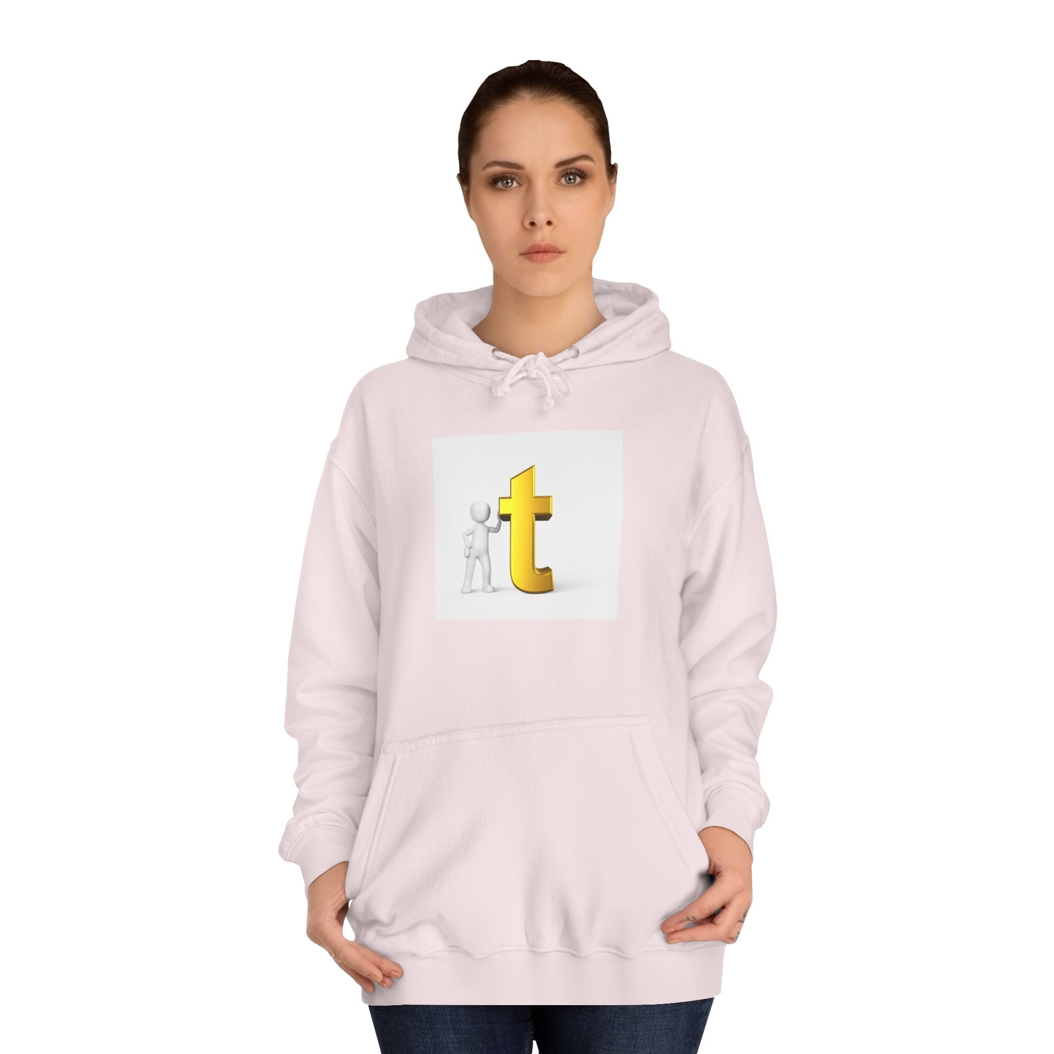 3D Gold Letter T Hoodie | Minimal Letterman Initial Sweatshirt