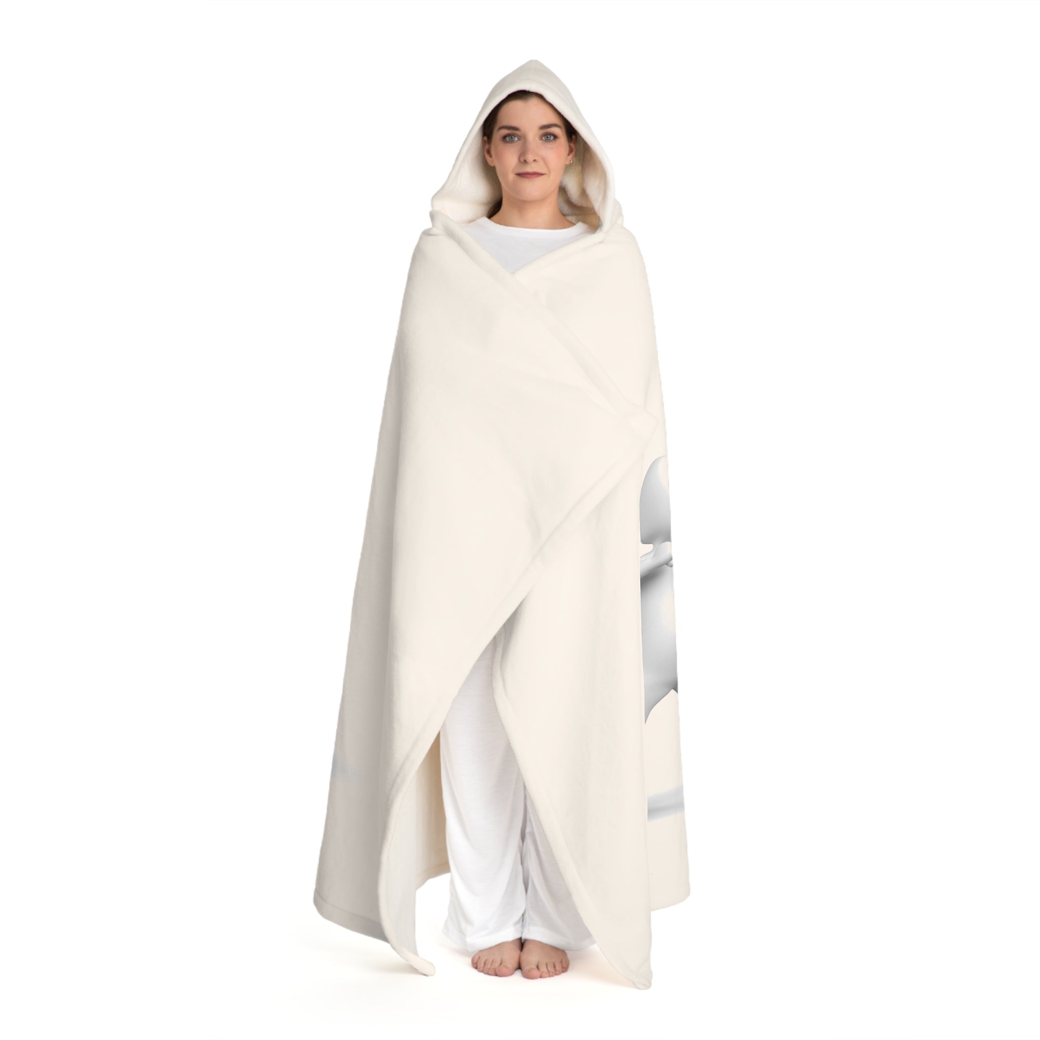 Cozy Hooded Sherpa Fleece Blanket | Gold Letter H With Figure Wearable Throw