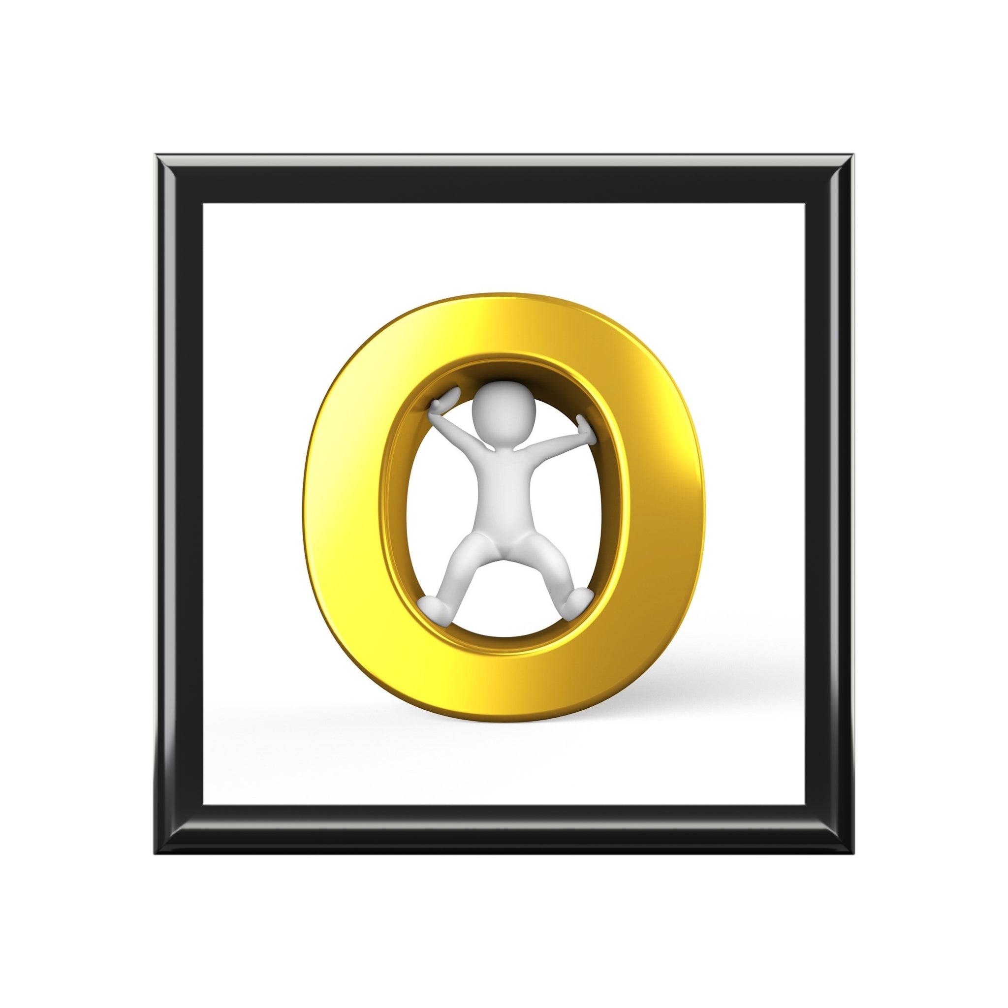 Gold Letter O with Figure Jewelry Box | Decorative Trinket Storage