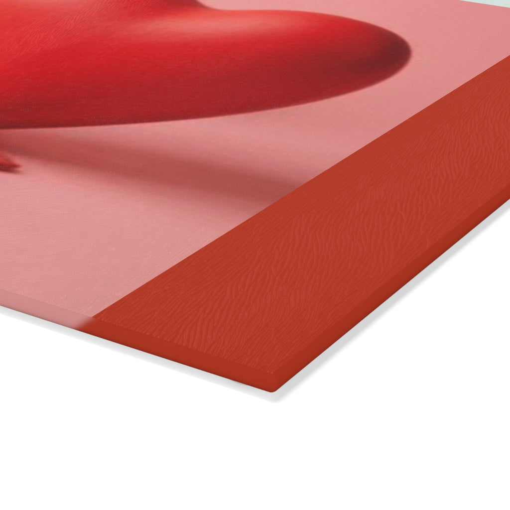 Red Heart Love design Glass Cutting Board | Valentine's kitchen decor