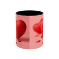 Red Heart Love Design Accent Coffee Mug | Valentine Heart Ceramic Mug