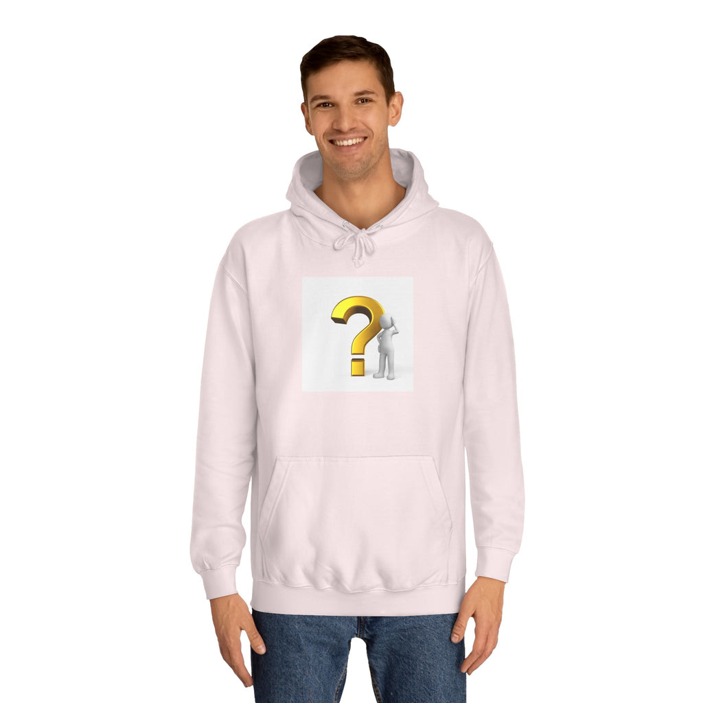Gold Question Mark with Thinking Figure Hoodie | Mystery Design, Minimalist