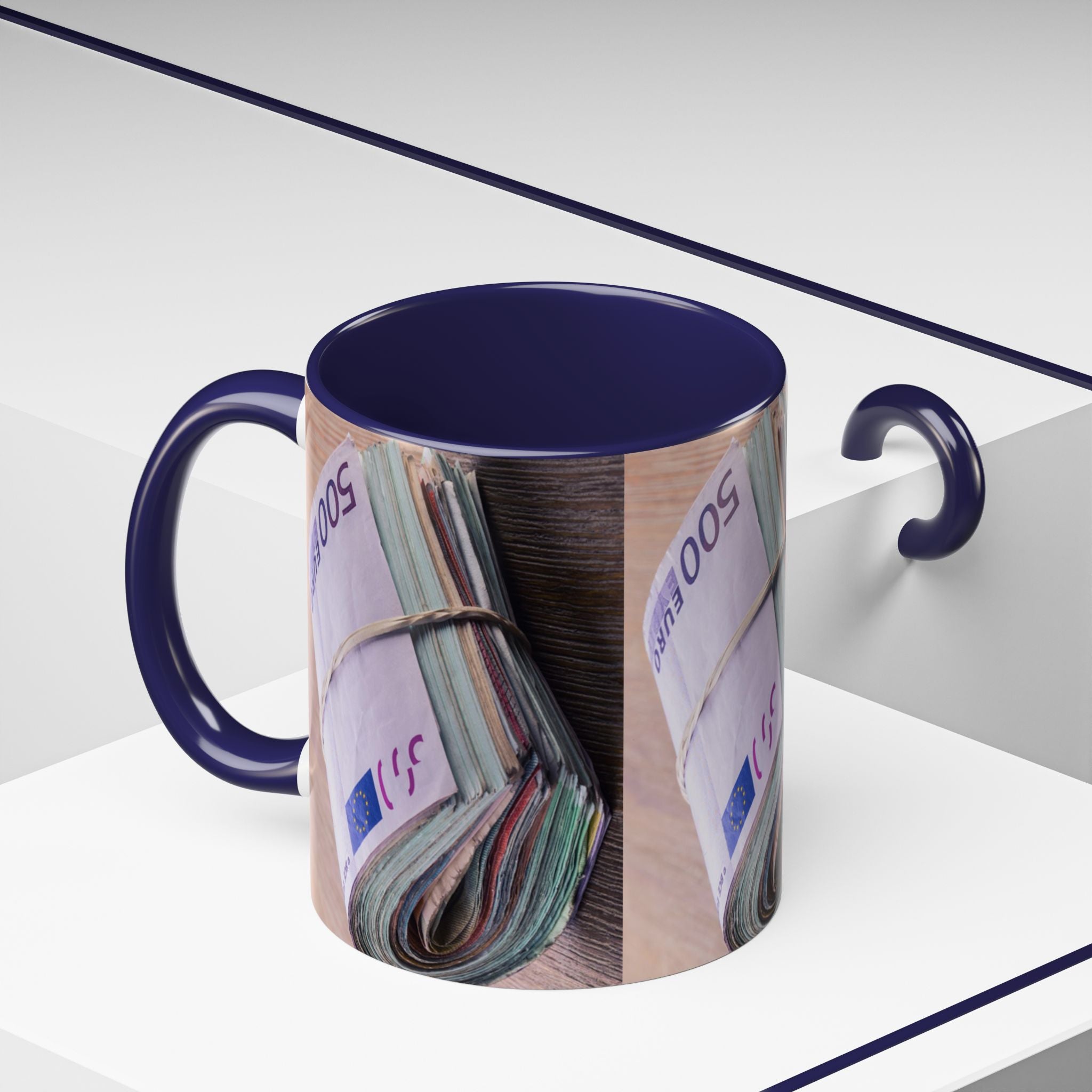 Rolled Euro Banknotes Mug | Accent Coffee Mug 11oz or 15oz