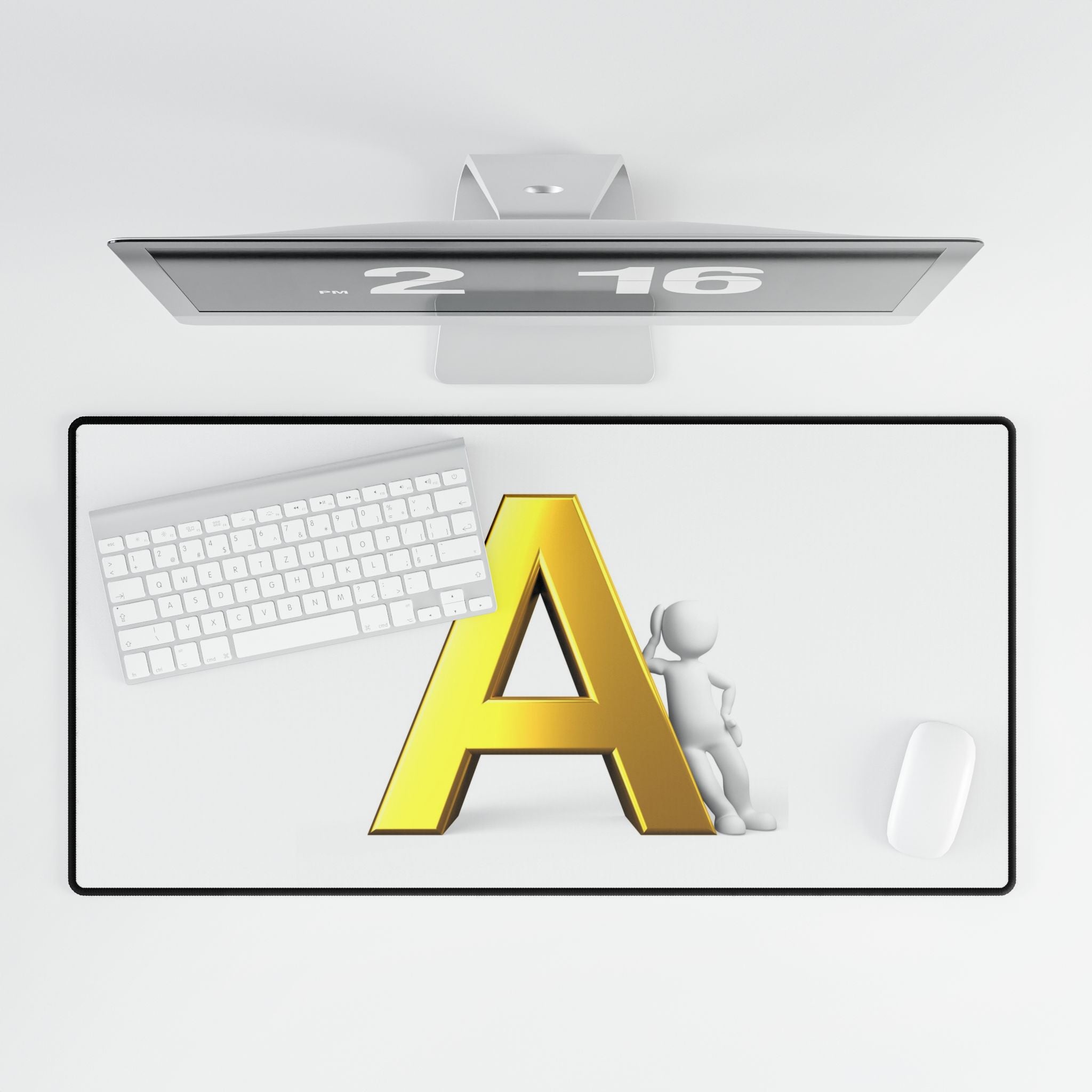 Gold Letter A Desk Mat | Monogram Initial Mouse Pad