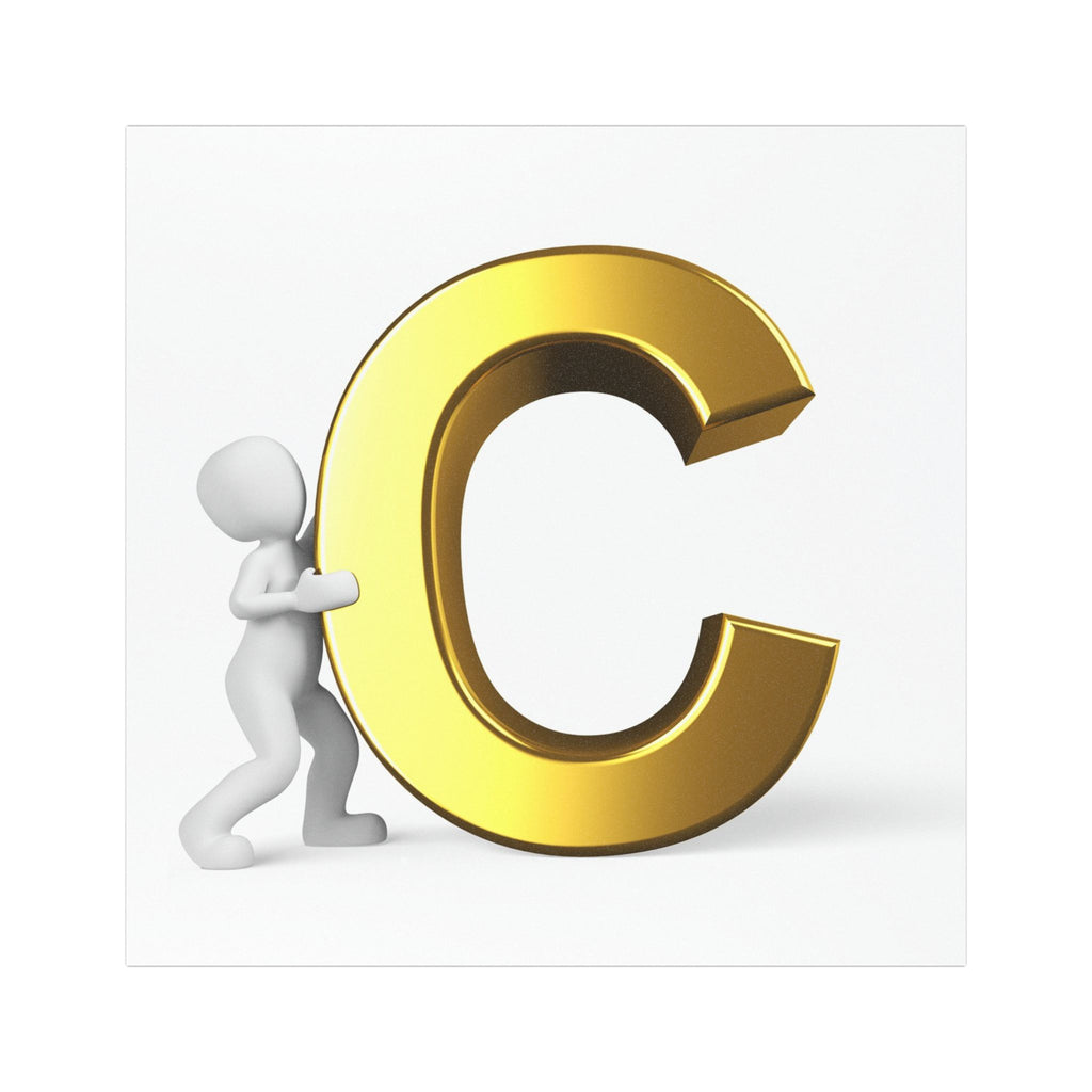 Gold 3D Letter C Car Magnet | Alphabet Initial Magnetic Decal