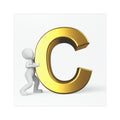 Gold 3D Letter C Car Magnet | Alphabet Initial Magnetic Decal