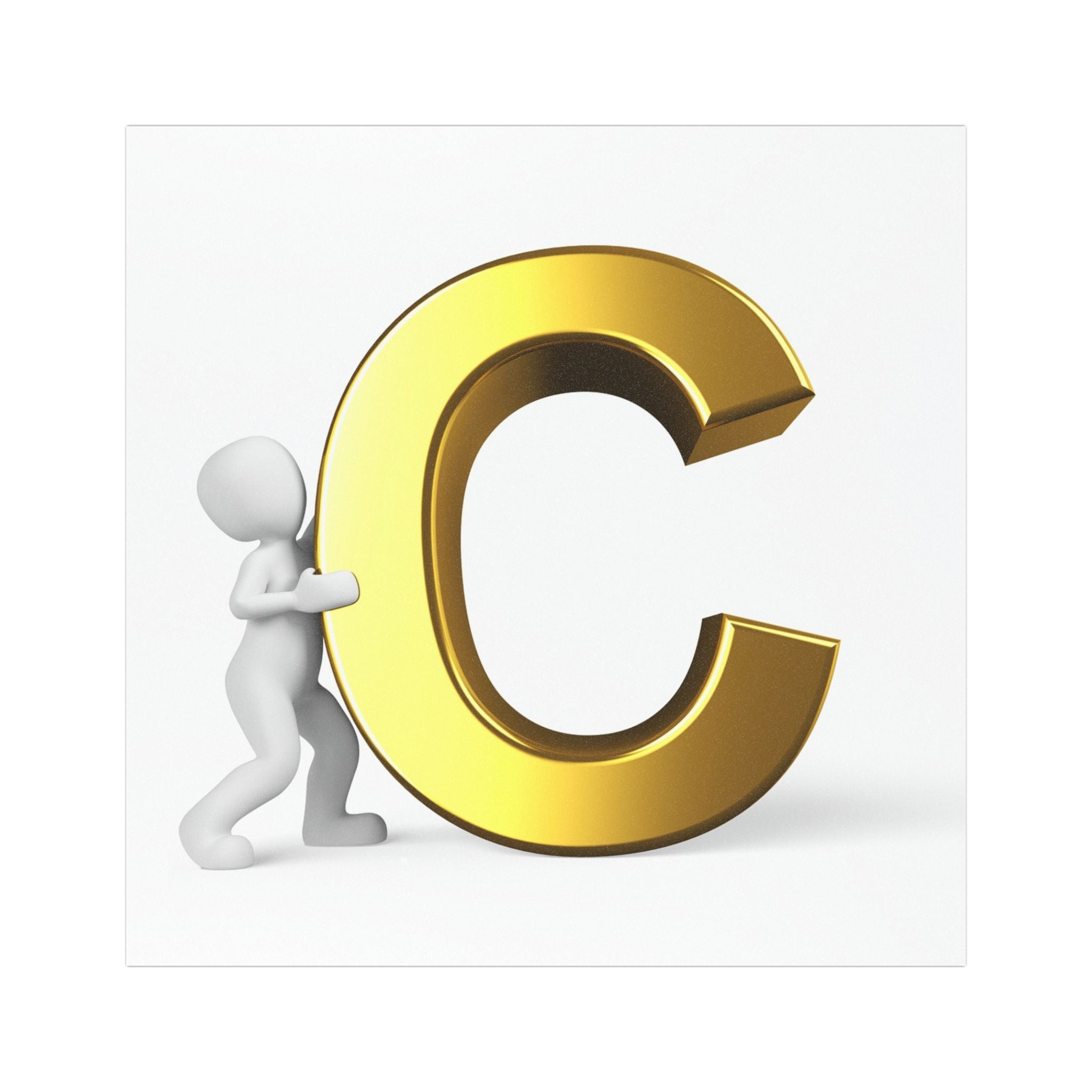 Gold 3D Letter C Car Magnet | Alphabet Initial Magnetic Decal