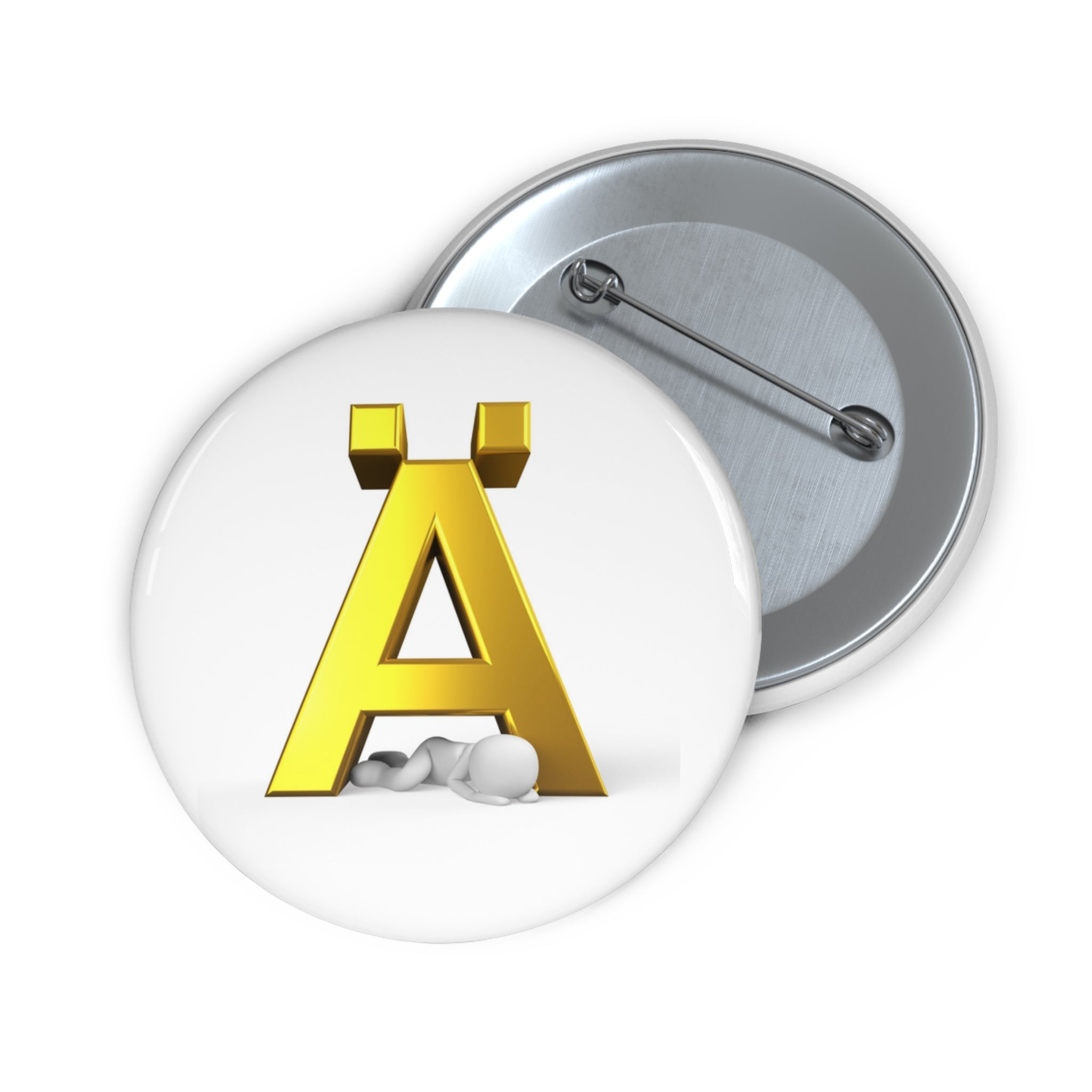 Épingle Bouton Lettre A 3D Dorée | Épingle Alphabet Personnalisée