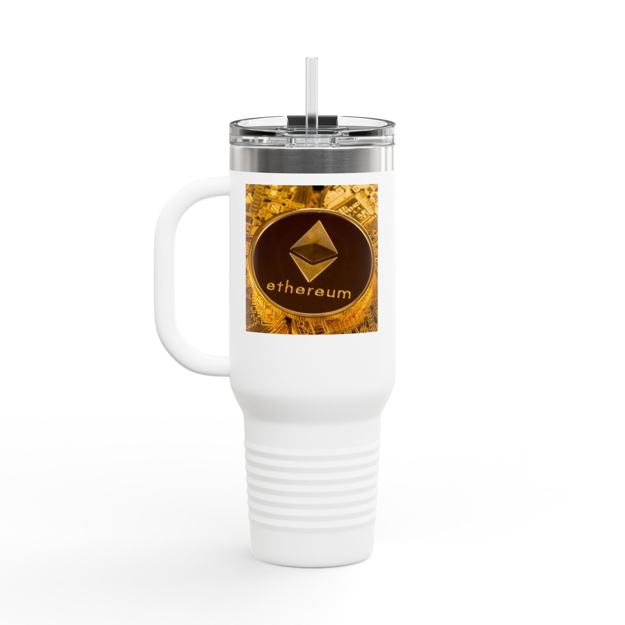 Ethereum Coin Design 40oz Travel Mug | Crypto Logo Insulated Tumbler