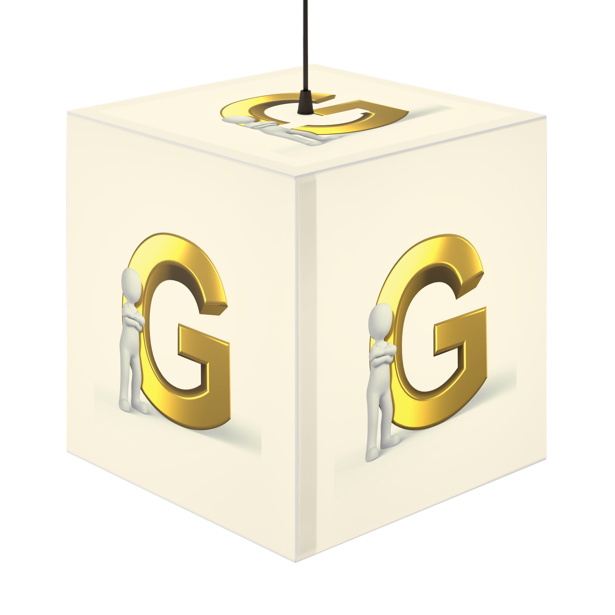 Lampe cube Lettre G dorée | Lampe cube lumineuse