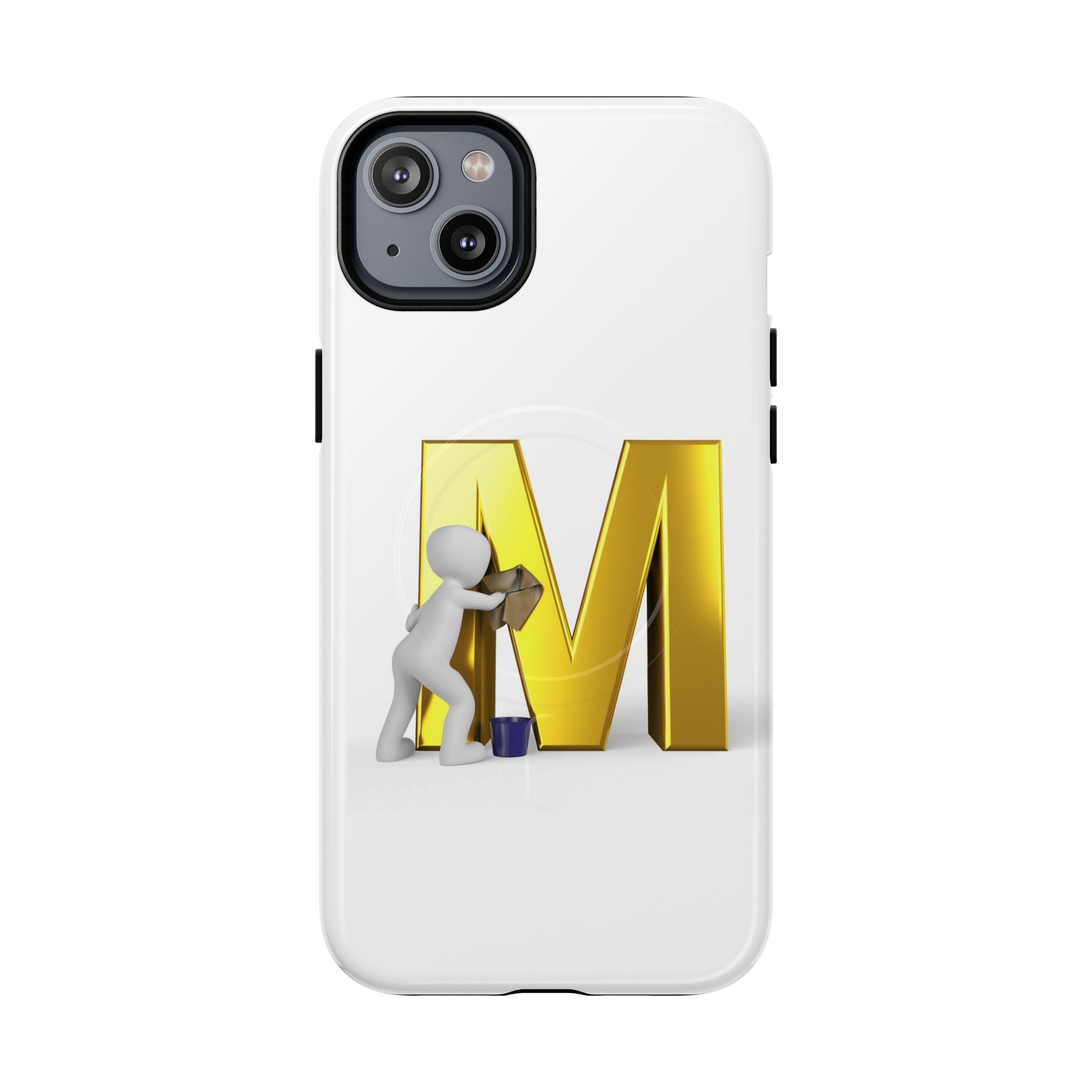 Coque de téléphone aimantée et robuste avec lettre M dorée | Coque magnétique résistante