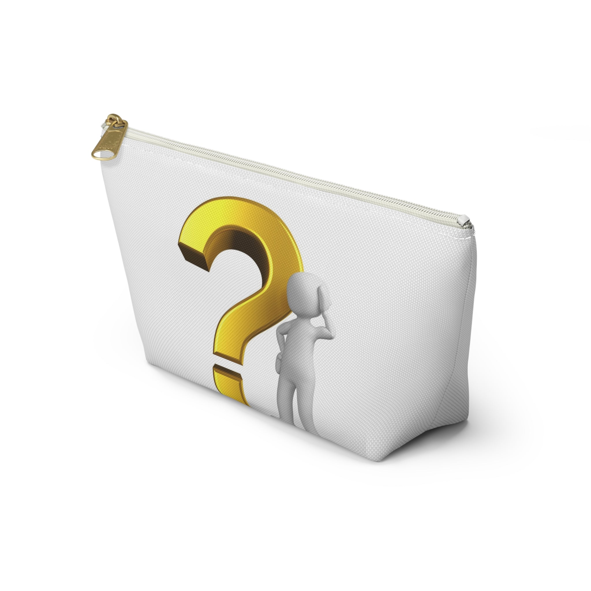 Gold Question Mark with Thinking Figure Accessory Pouch