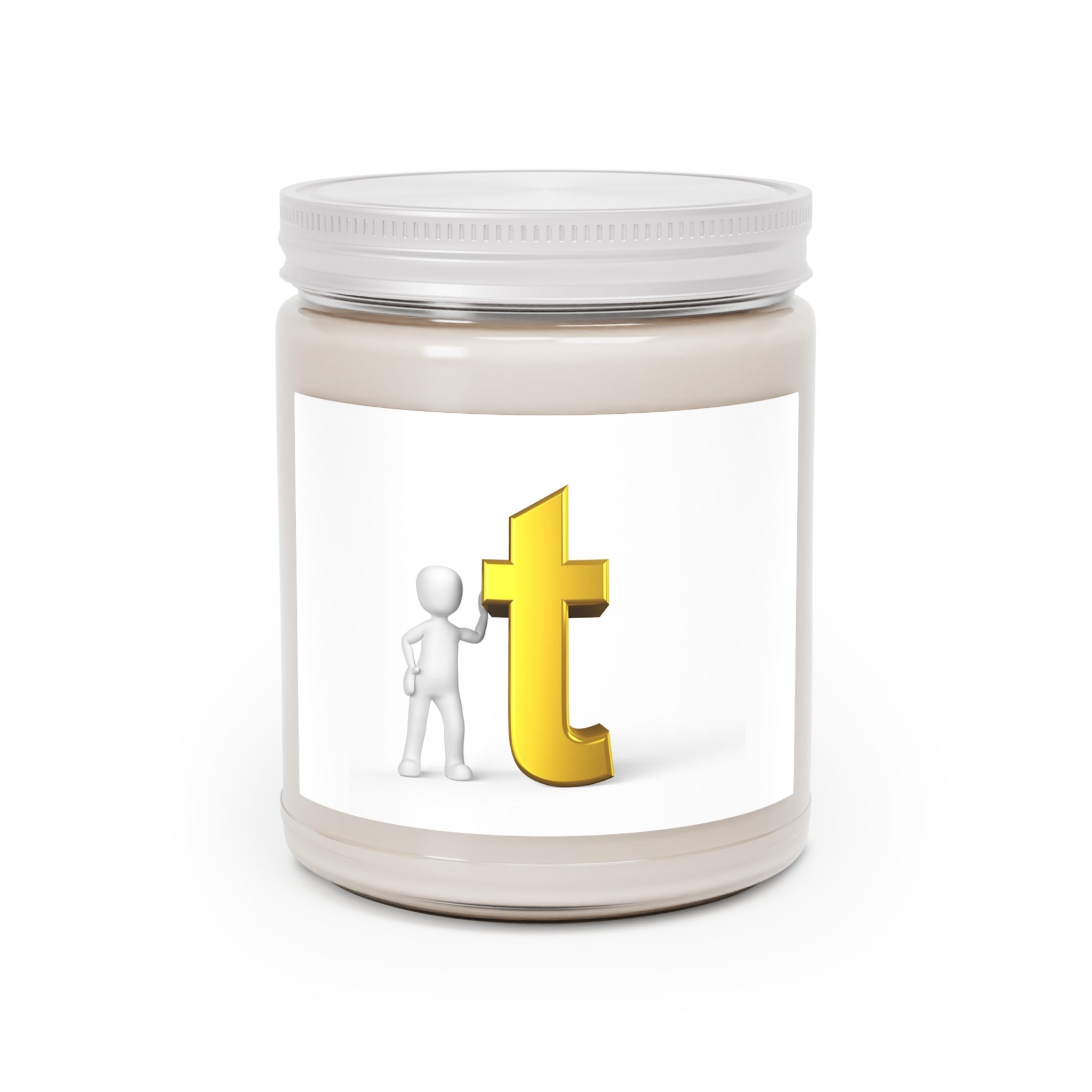 Yellow Letter T Illustration Candle | 9oz Soy Candle with White Lid