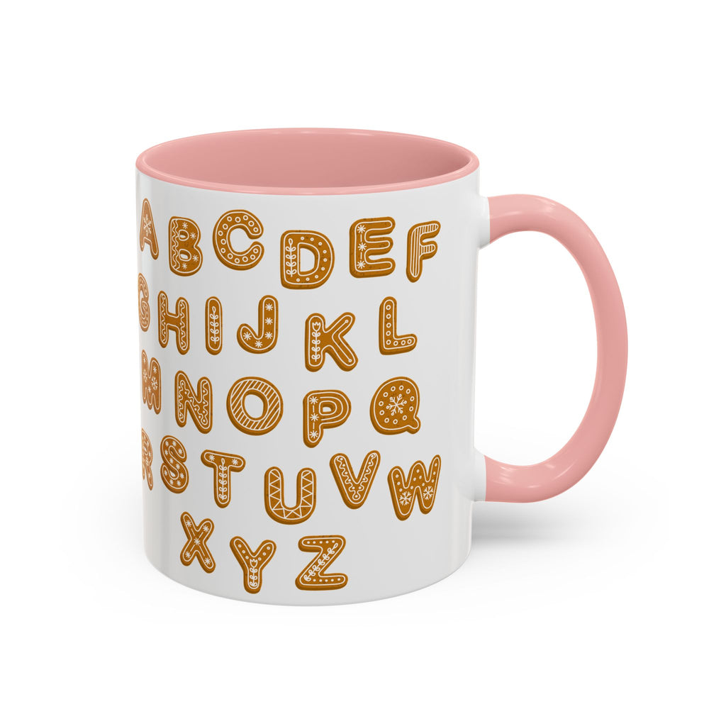 Lebkuchen-Alphabet-Tasse Akzent-Kaffeetasse | Keksbuchstaben-Muster