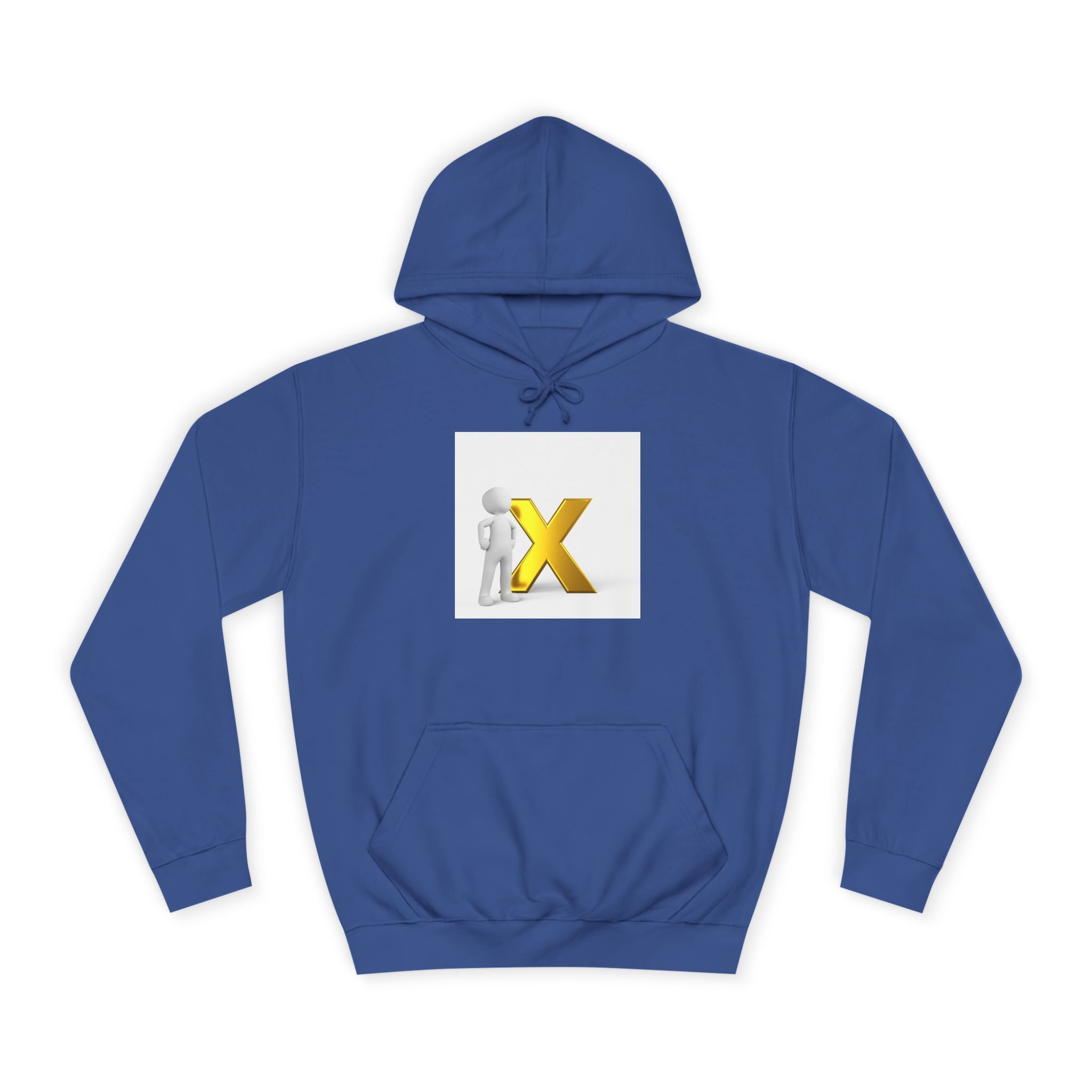 3D Figure Leaning on Gold X Hoodie | Letter X Initial Pullover