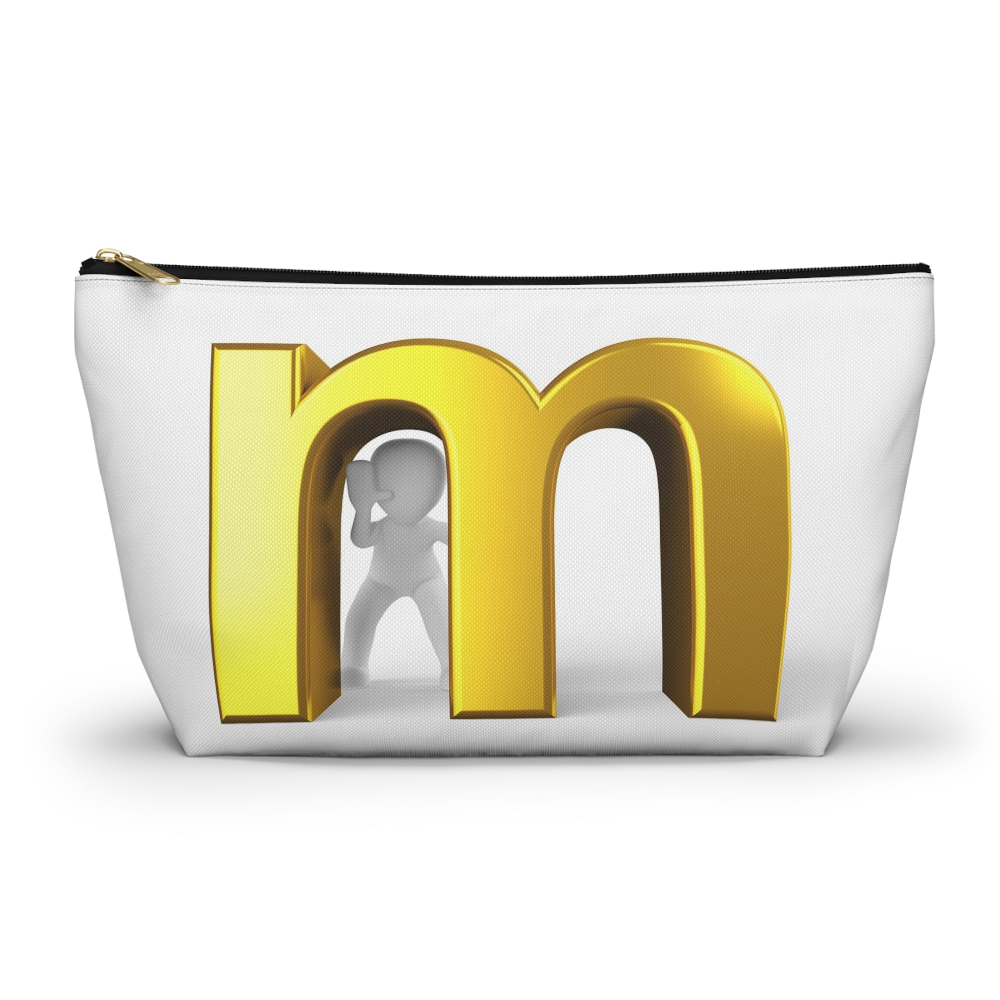 Gold Letter M Monogram Accessory Pouch | T-Bottom Makeup Bag