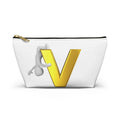 Gold Letter V with Hanging Stick Figure Accessory Pouch