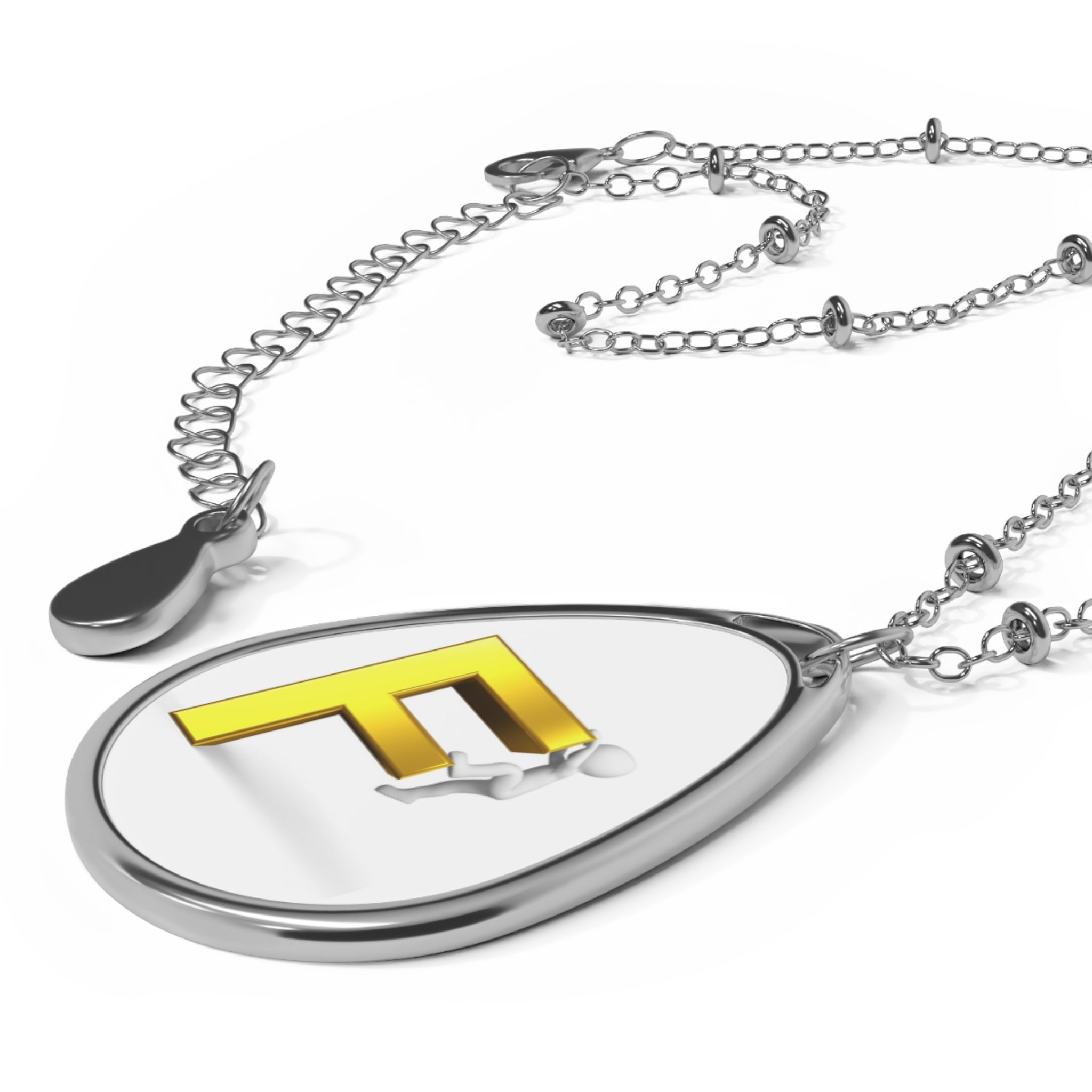 Oval Initial Necklace — Personalized 'F' Teardrop Pendant
