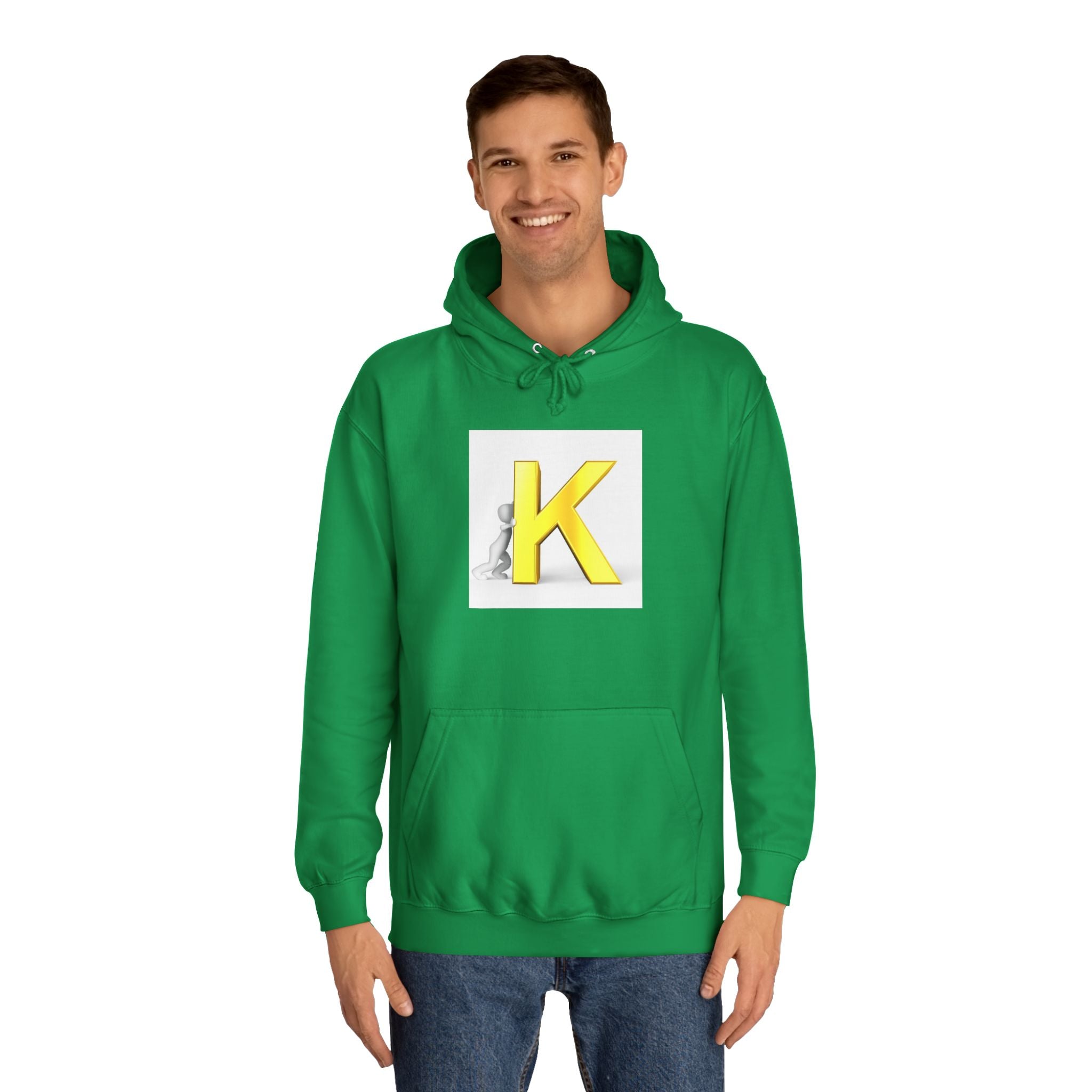 Yellow 3D Letter K hoodie | Initial Monogram, Alphabet Graphic