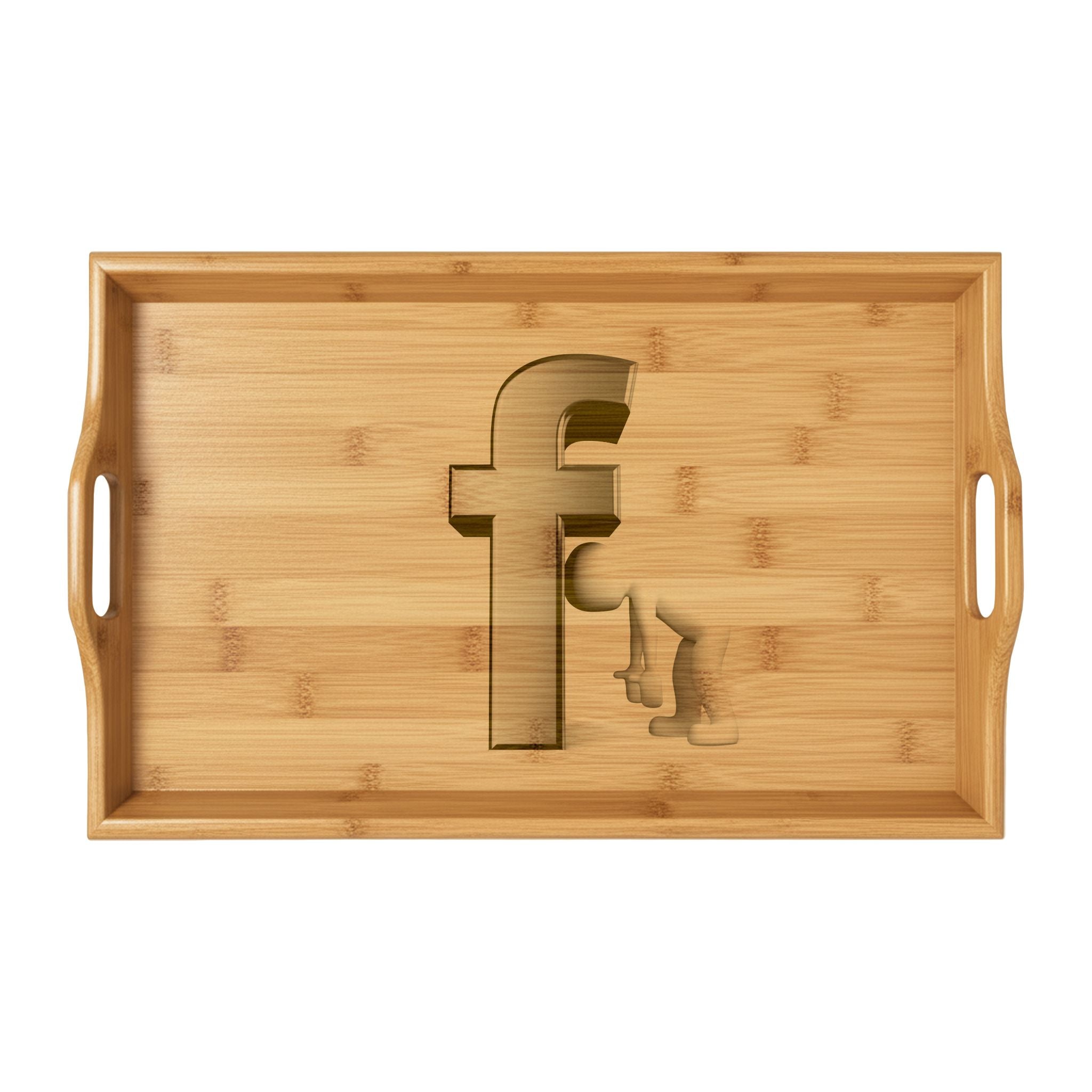 Engraved Letter F Bamboo Serving Tray | Personalized Monogram Tray
