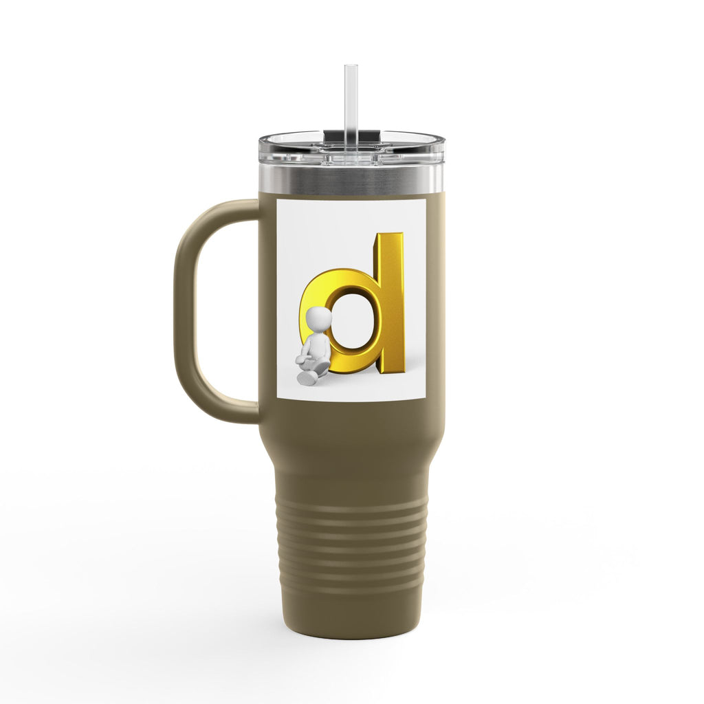 Gold Letter D Initial Travel Mug | 40oz Insulated Tumbler
