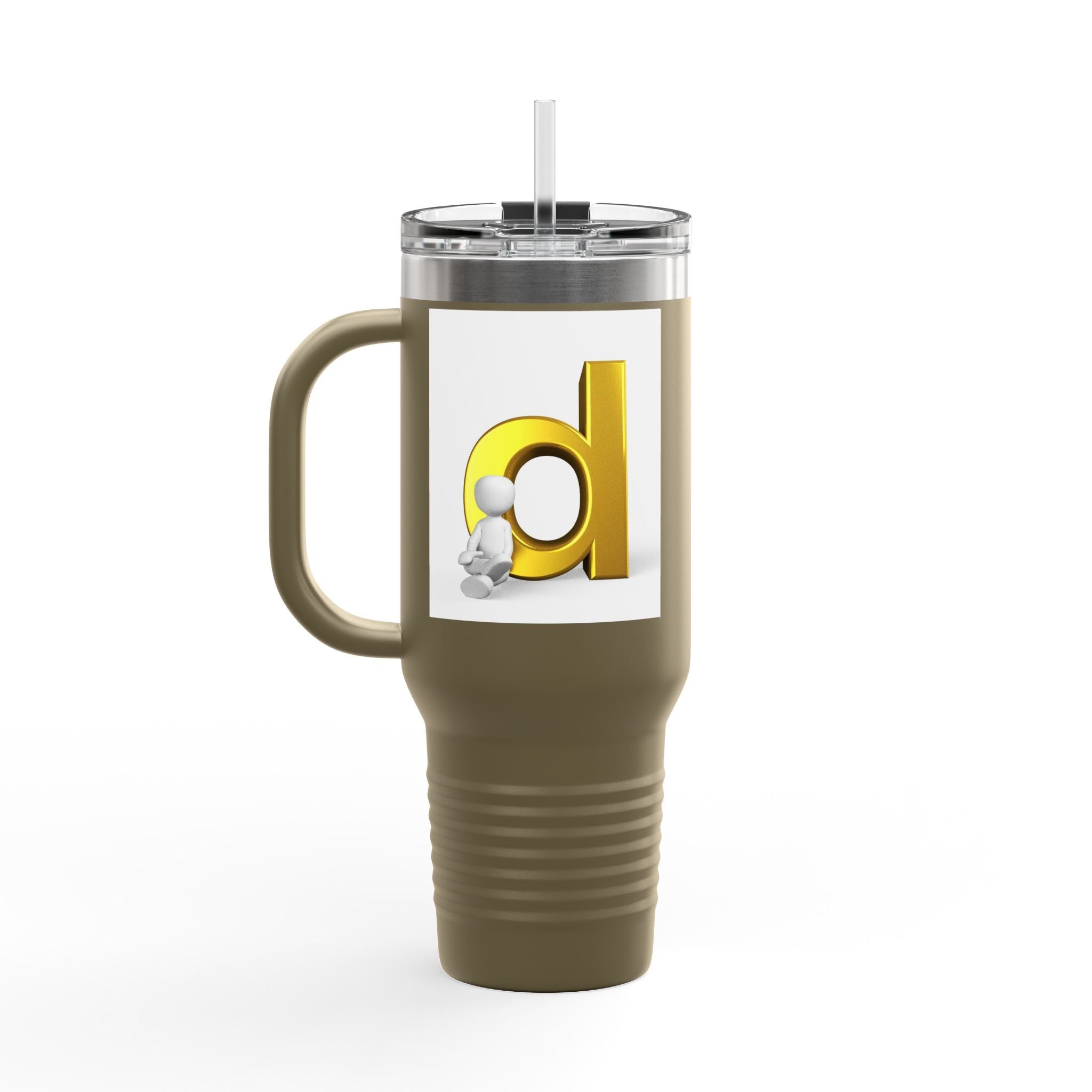 Gold Letter D Initial Travel Mug | 40oz Insulated Tumbler