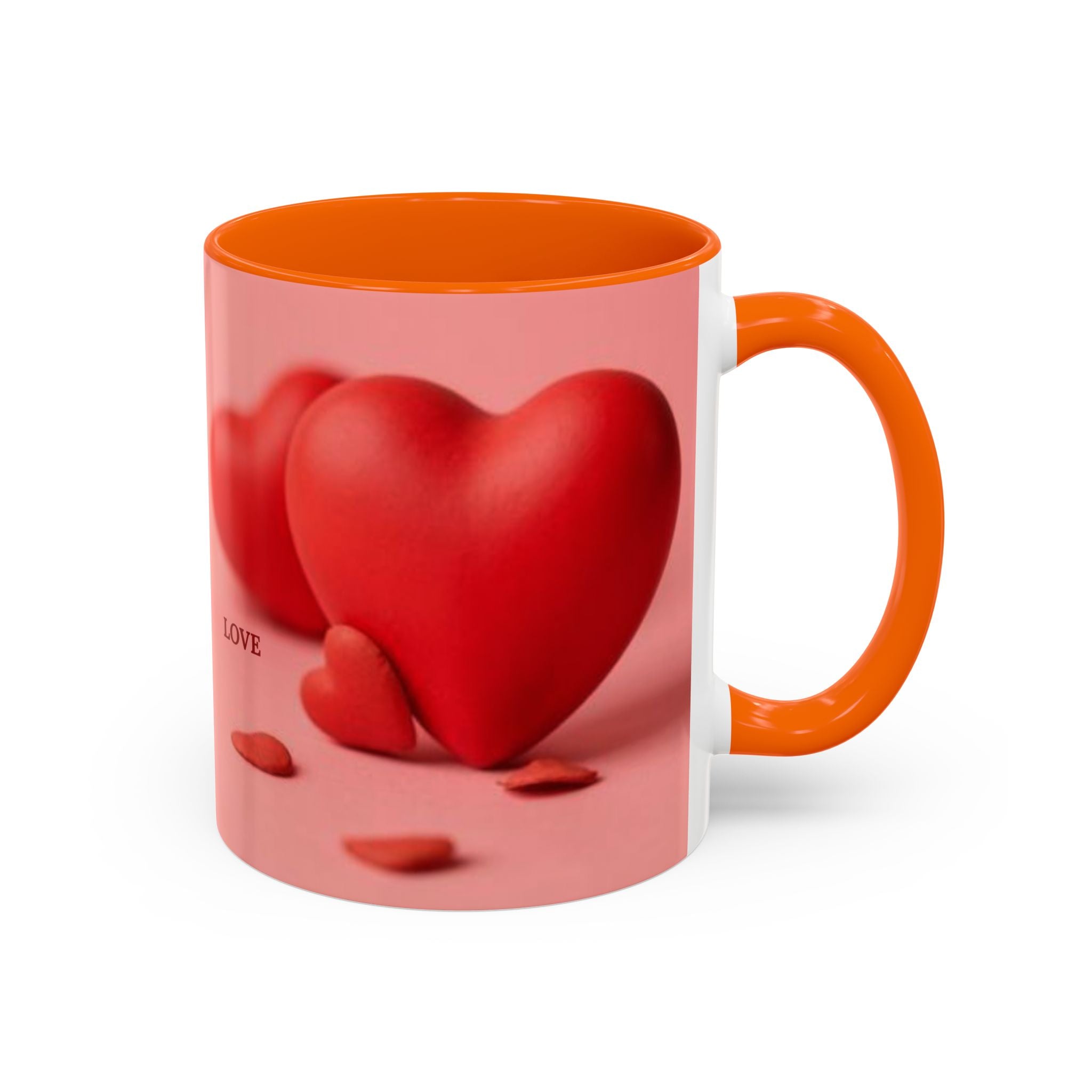Red Heart Love Design Accent Coffee Mug | Valentine Heart Ceramic Mug