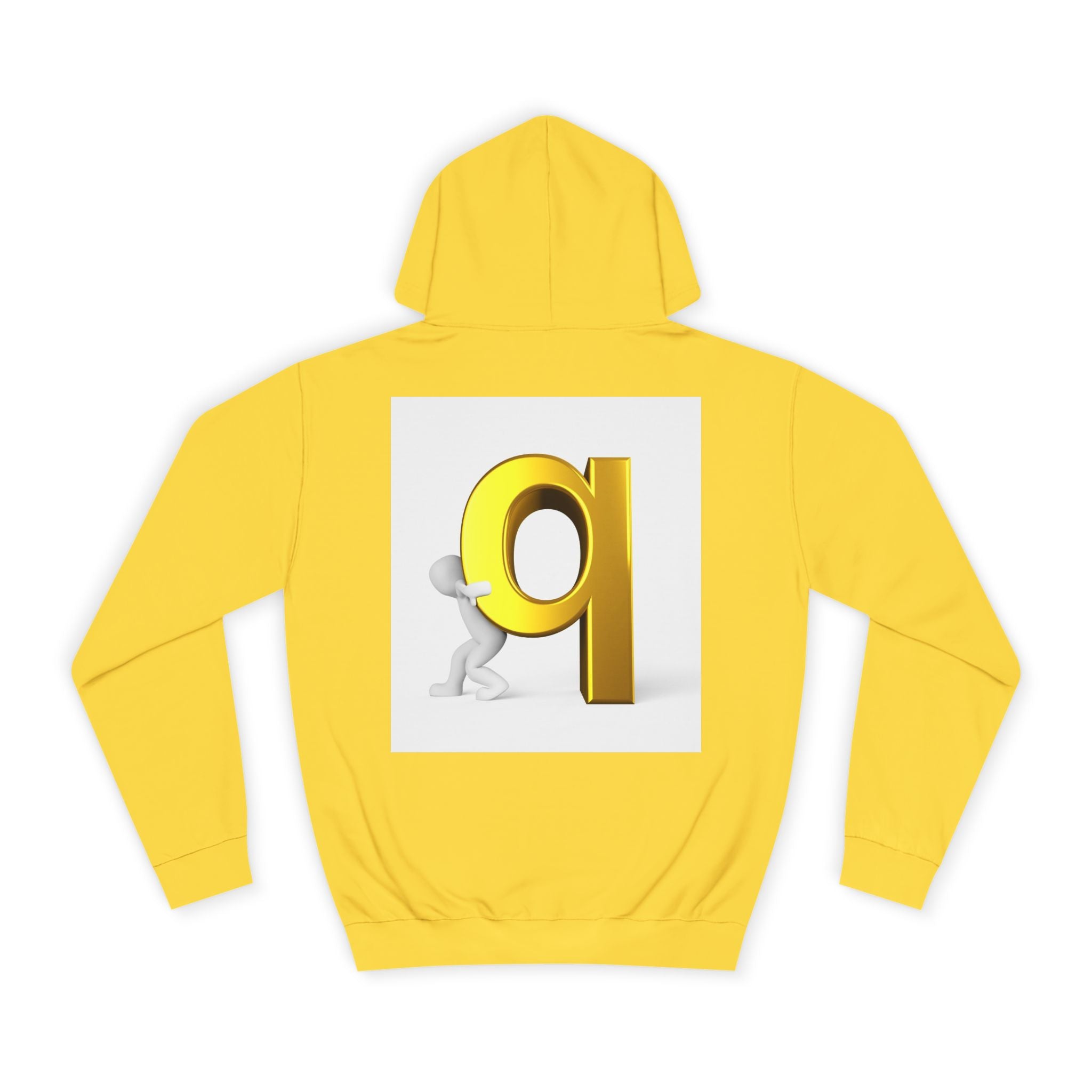 Gold Letter Q Hoodie | 3D Figure Pushing Q Graphic