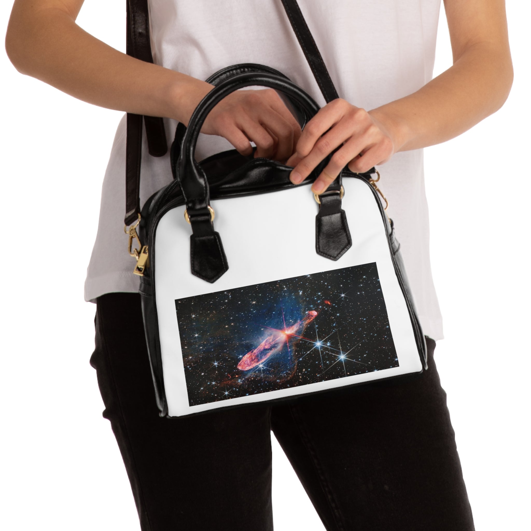 Cosmic Nebula Print Shoulder Handbag | Space Galaxy Stars, Astronomical Design