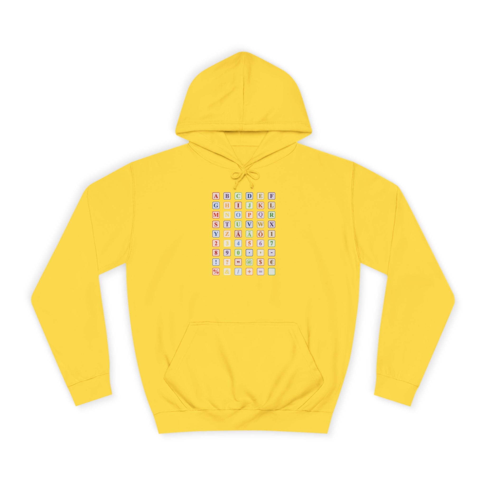 Sweat à capuche Blocs Alphabet | Grille de lettres colorées, imprimé dos et devant
