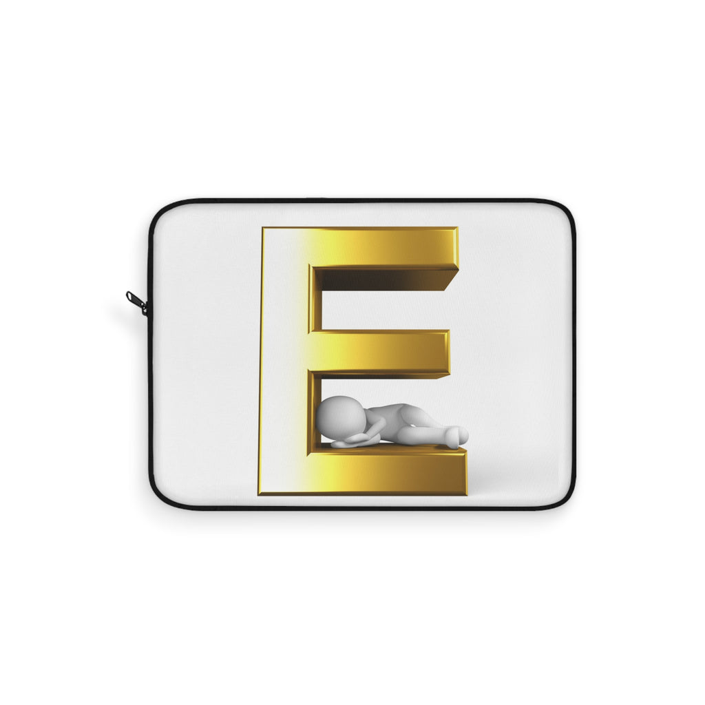 Gold Letter E Monogram Laptop Sleeve | 3D Initial Design