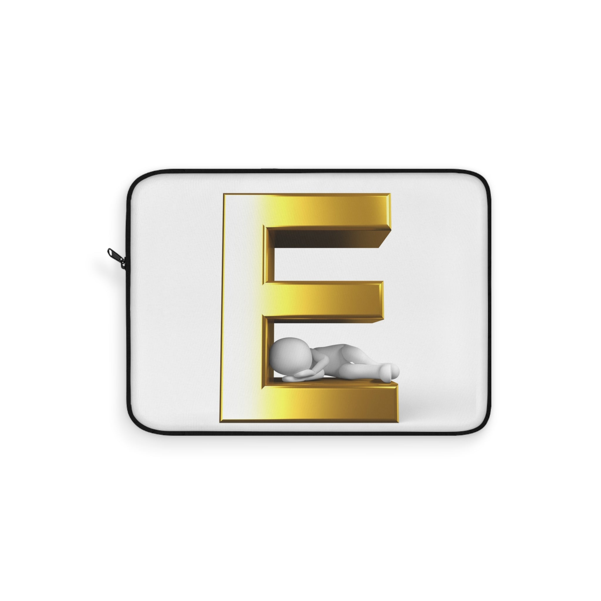 Gold Letter E Monogram Laptop Sleeve | 3D Initial Design