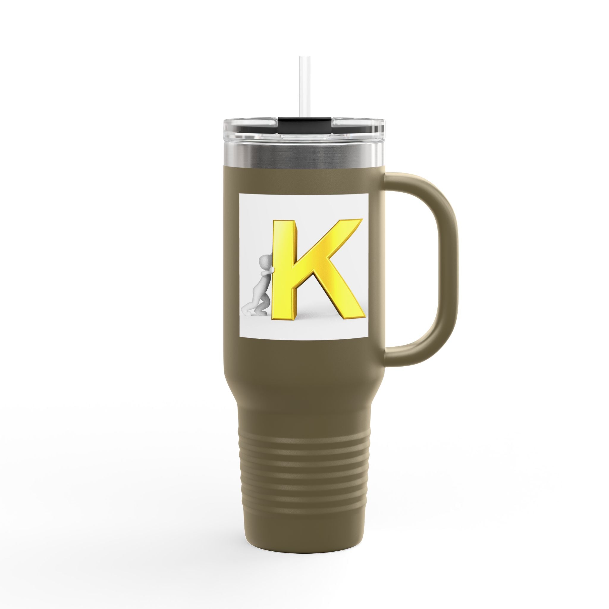 Yellow 3D Letter K monogram Insulated Travel Mug | 40oz