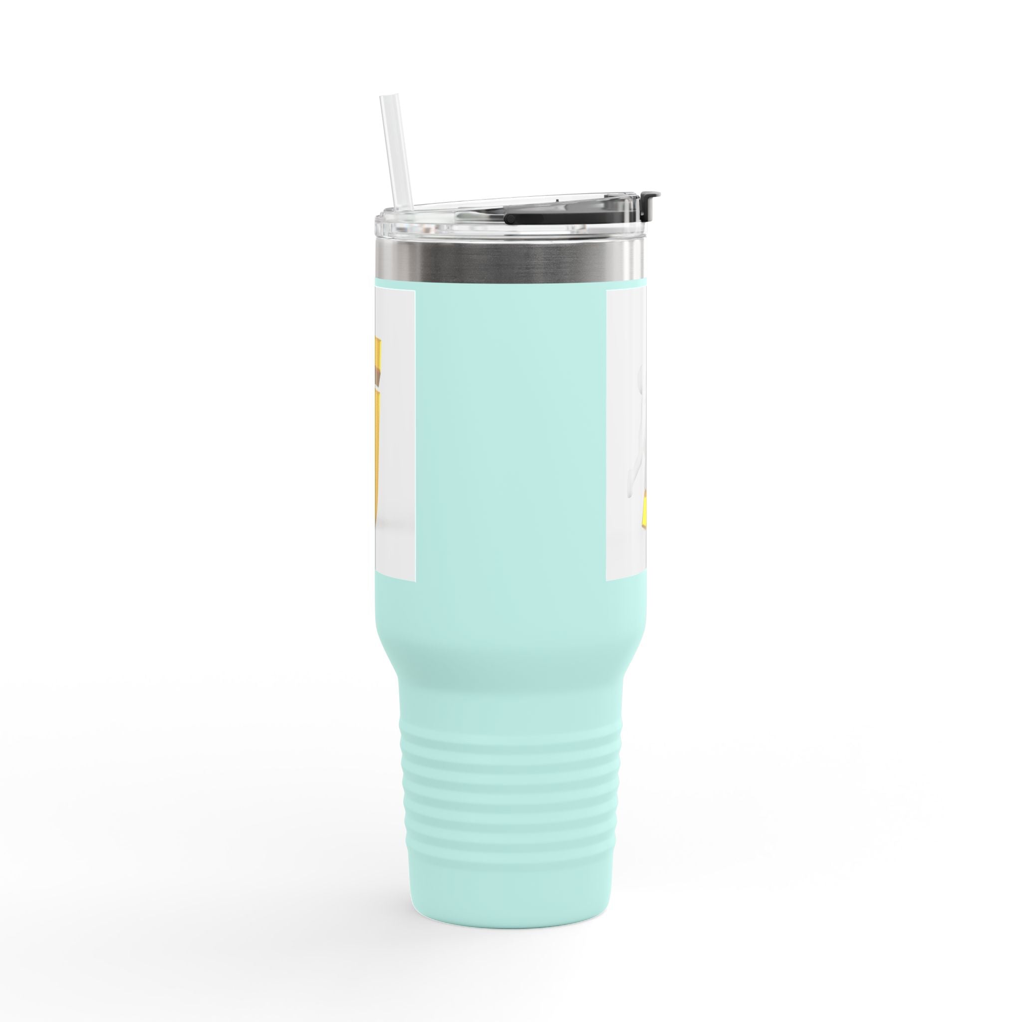 Mug de voyage avec bonhomme allumette 3D poussant la lettre J | Tumbler isotherme 40 oz