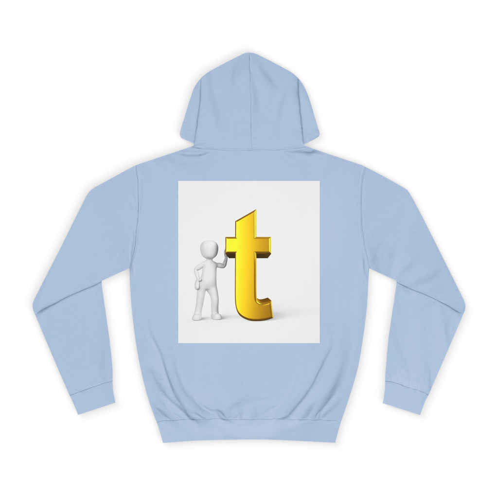 3D Gold Letter T Hoodie | Minimal Letterman Initial Sweatshirt