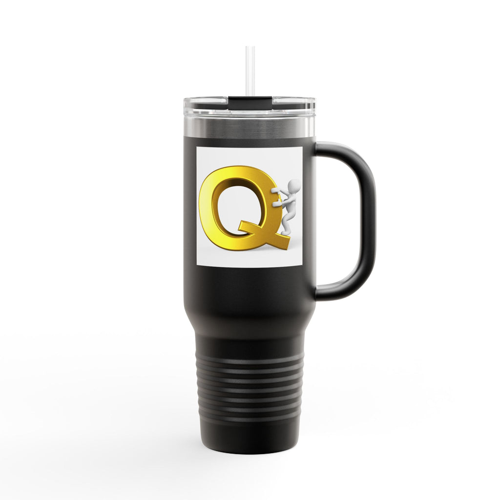 Gold Letter Q Monogram Travel Mug | 40oz Insulated Tumbler