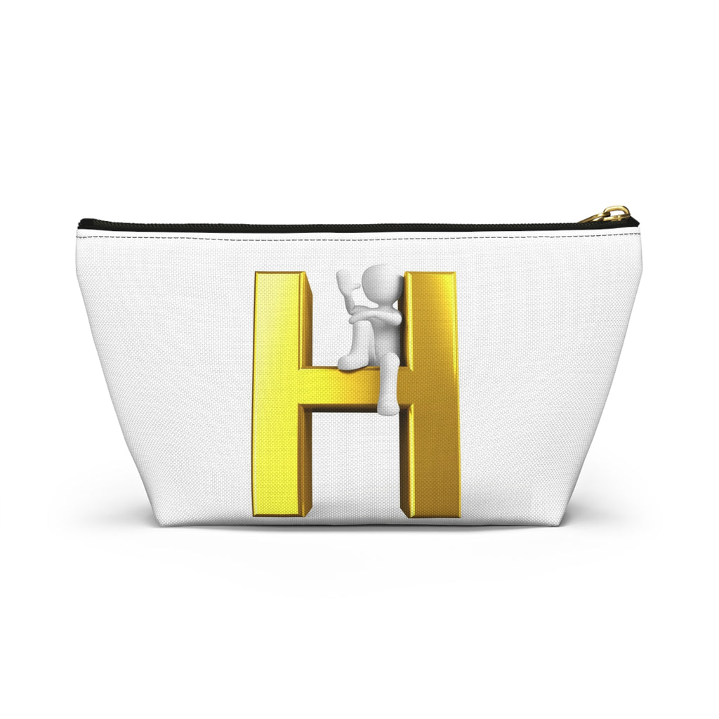 Gold 3D Letter H with Climbing Figure Accessory Pouch