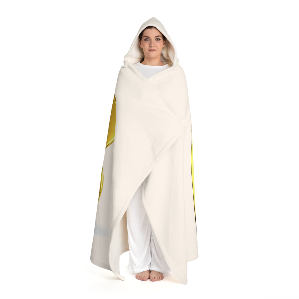 Cozy Hooded Sherpa Fleece Blanket | Gold Letter B With Figure