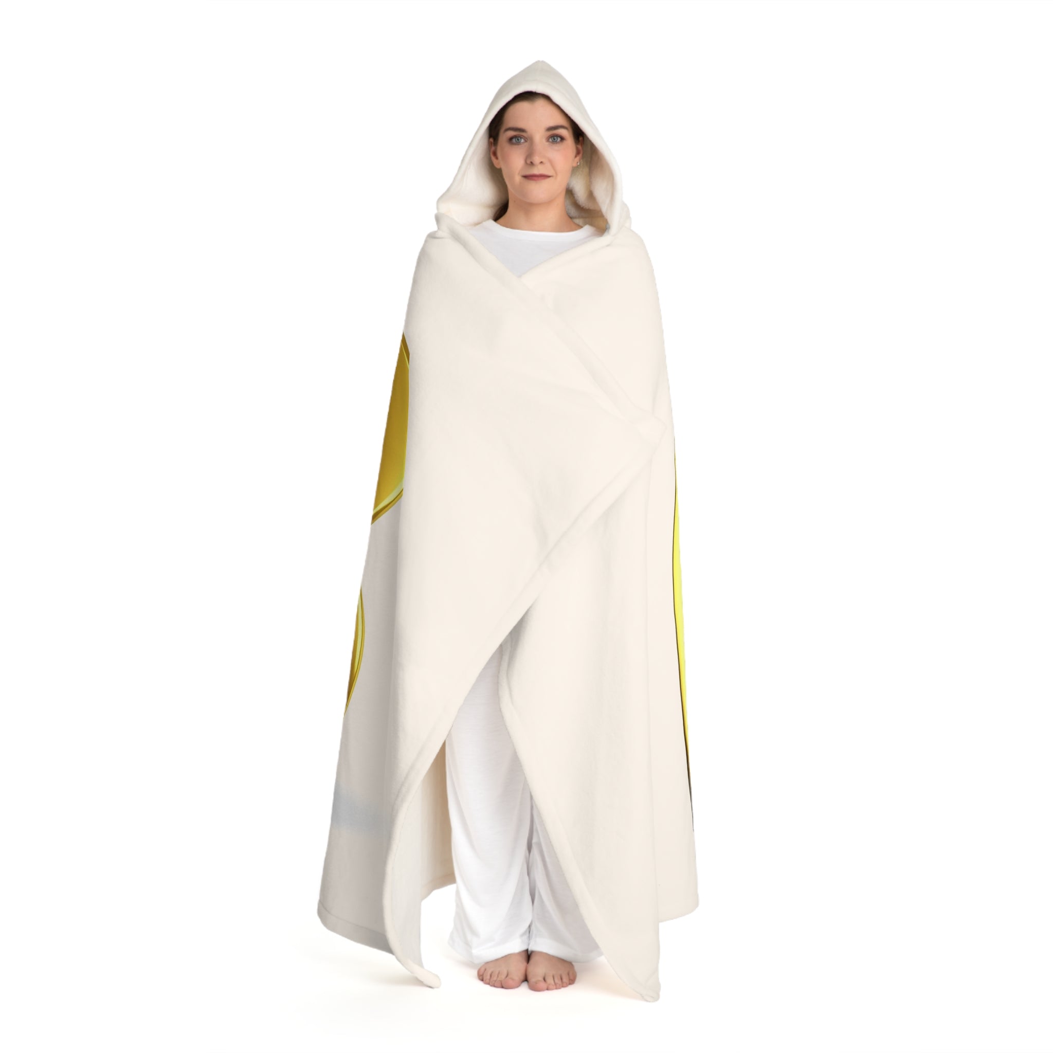 Cozy Hooded Sherpa Fleece Blanket | Gold Letter B With Figure
