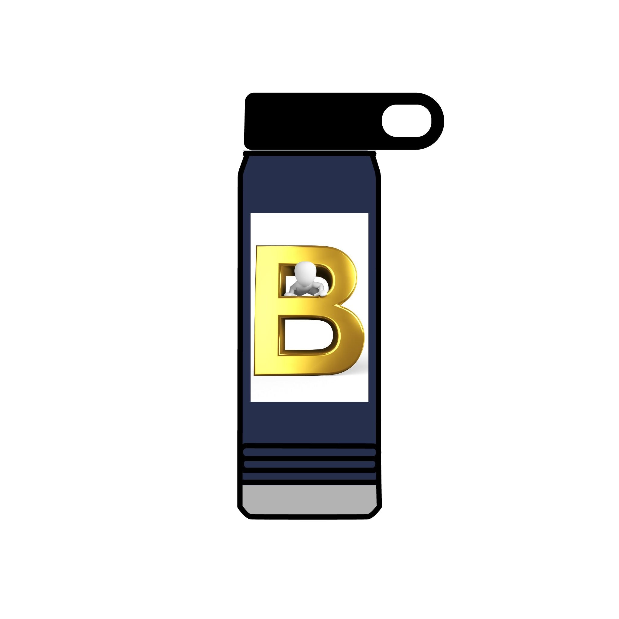Gold Letter B Monogram Water Bottle | 20oz Initial Bottle
