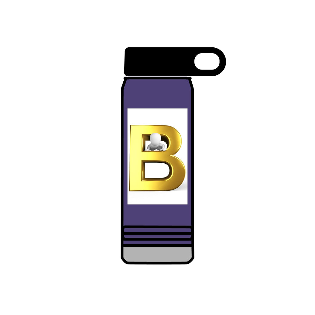 Gold Letter B Monogram Water Bottle | 20oz Initial Bottle