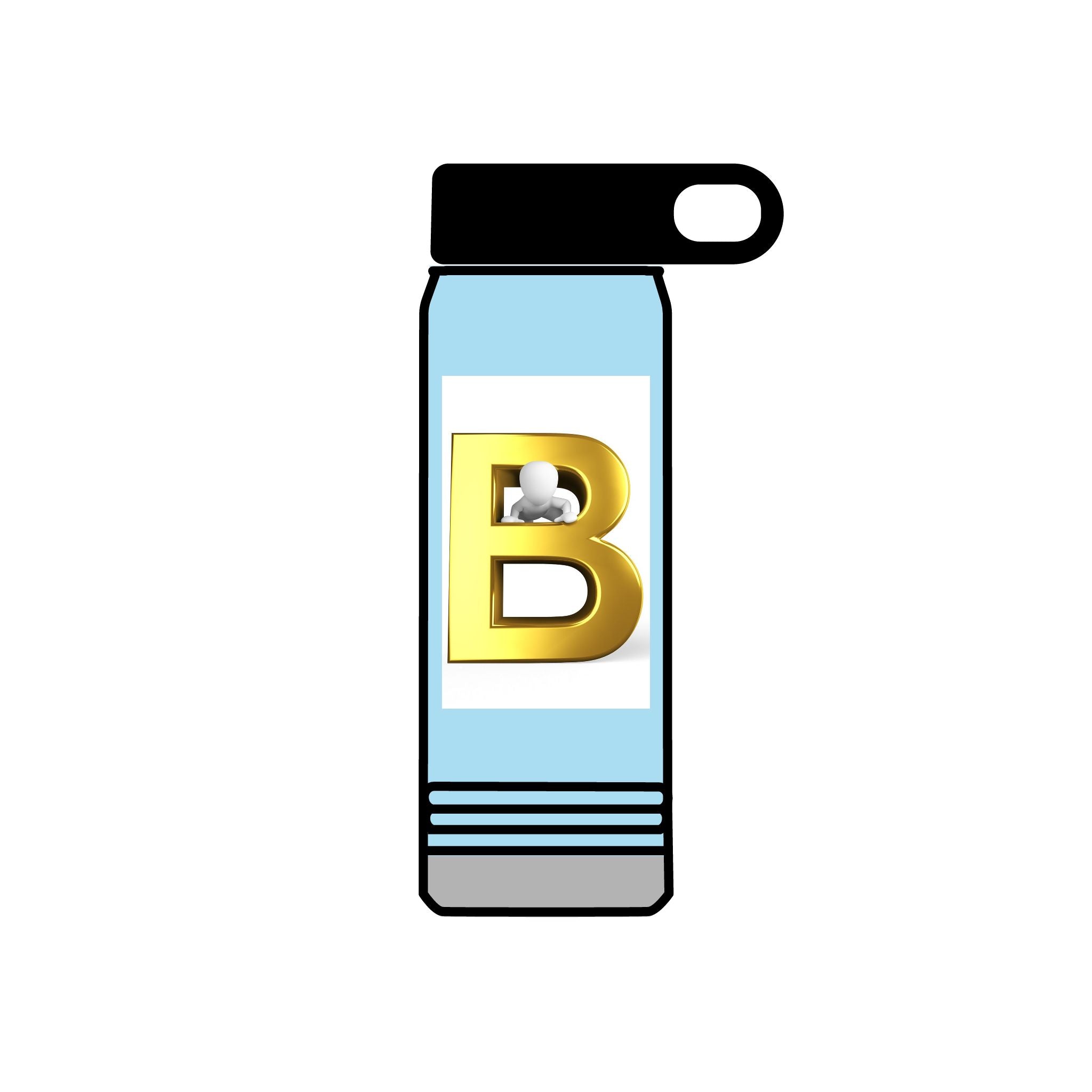 Gold Letter B Monogram Water Bottle | 20oz Initial Bottle