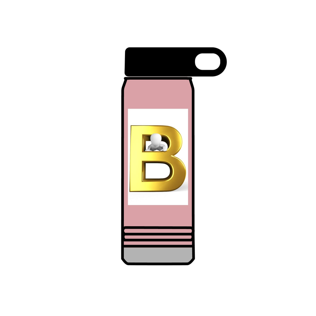 Gold Letter B Monogram Water Bottle | 20oz Initial Bottle