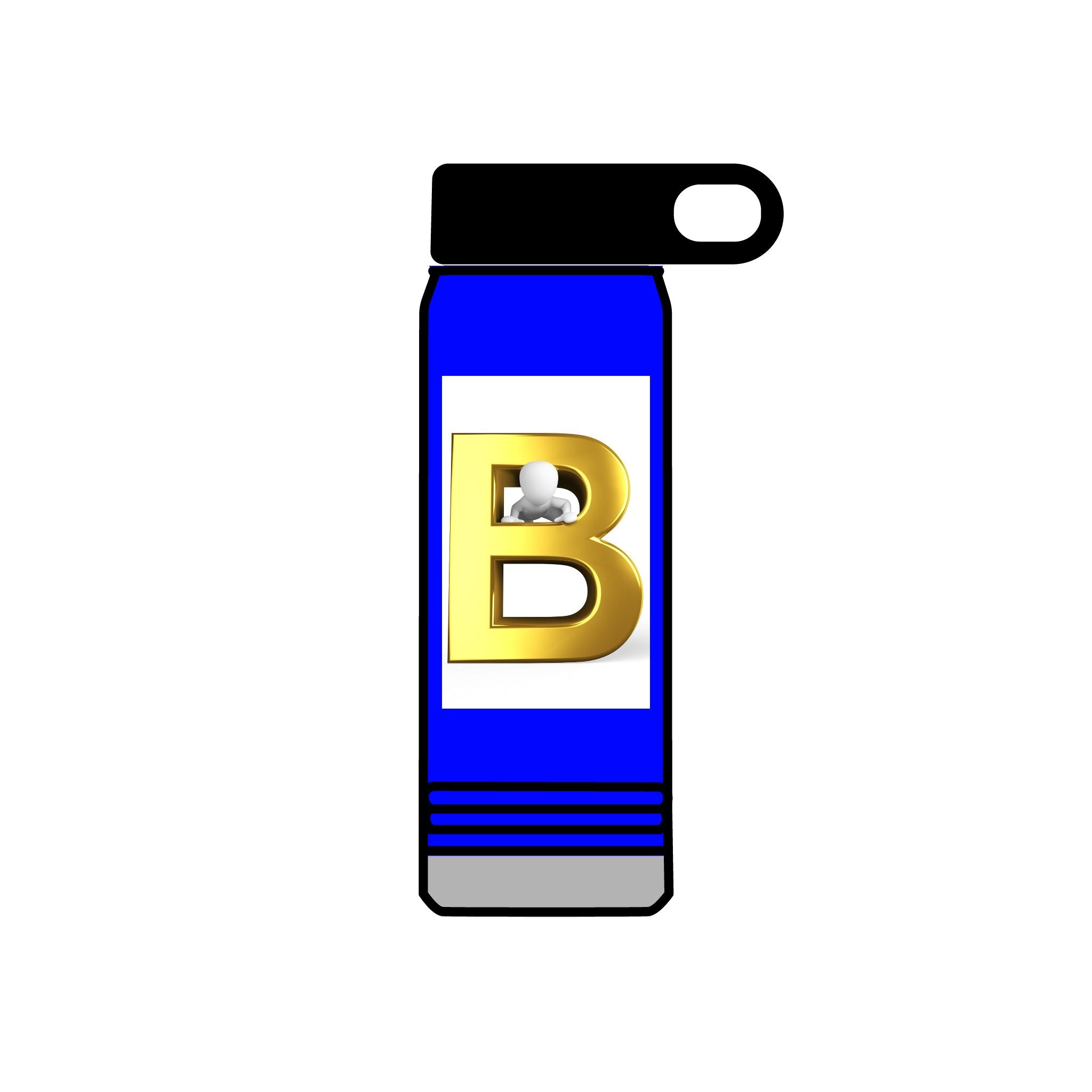 Gold Letter B Monogram Water Bottle | 20oz Initial Bottle