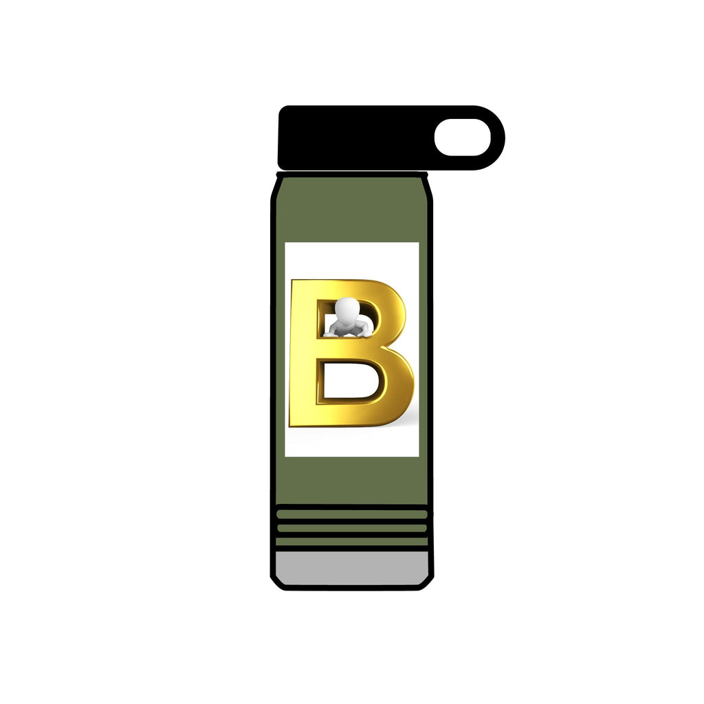 Gold Letter B Monogram Water Bottle | 20oz Initial Bottle
