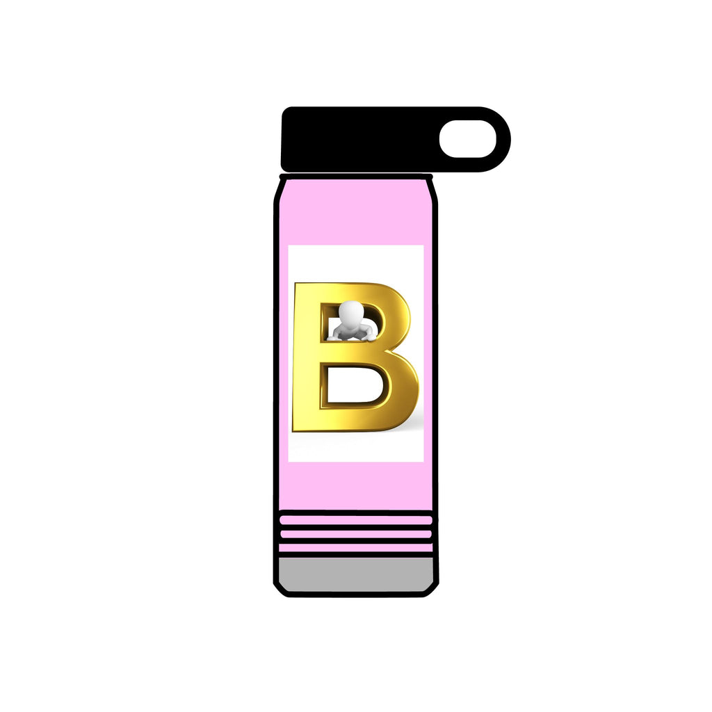 Gold Letter B Monogram Water Bottle | 20oz Initial Bottle