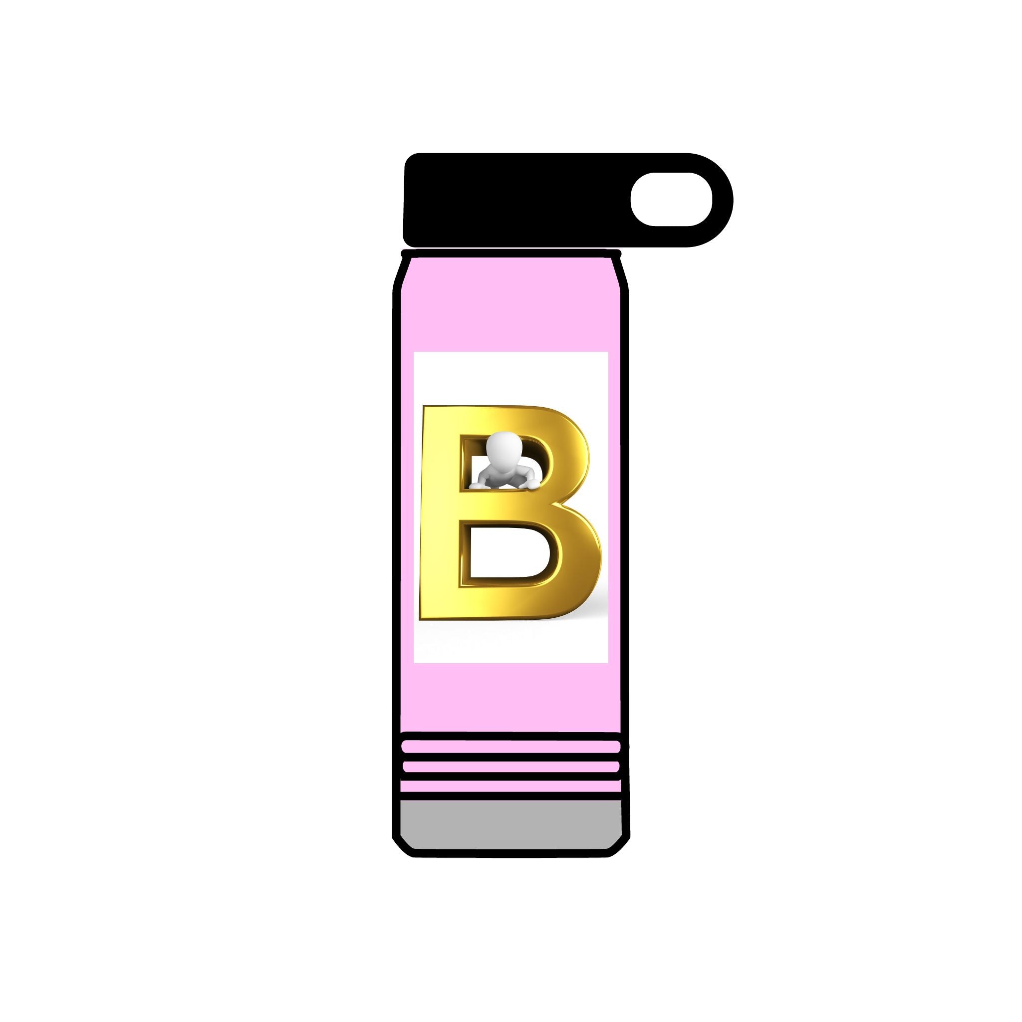 Gold Letter B Monogram Water Bottle | 20oz Initial Bottle